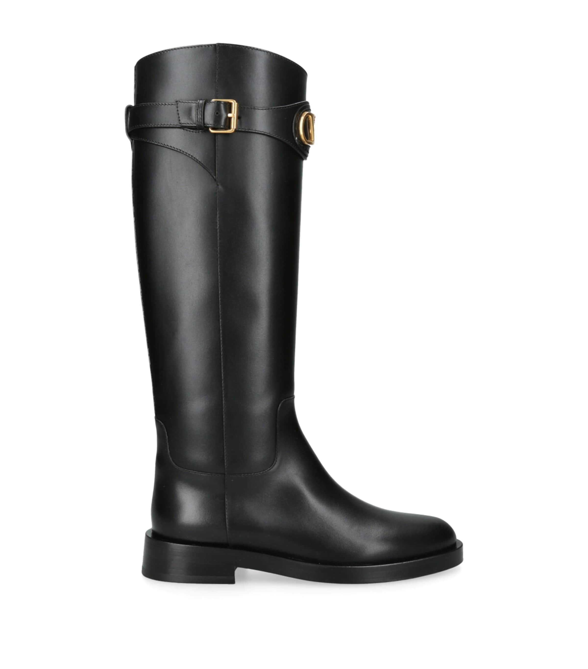 Valentino Garavani Vlogo Signature Calfskin Boot 30mm Woman Black 38.5 In Black