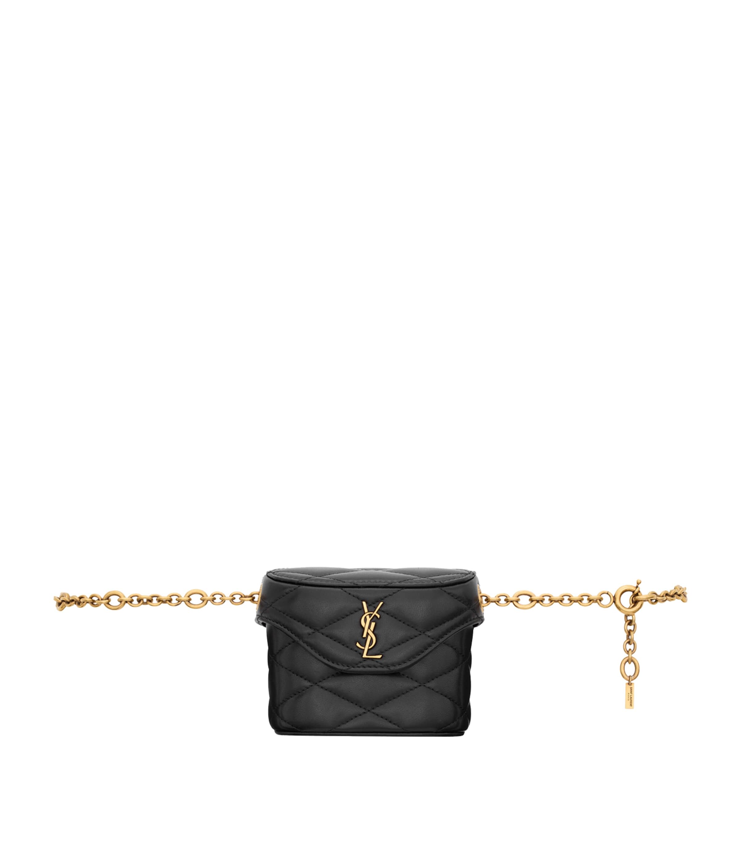 Saint Laurent Leather June Chain Belt Bag In Black