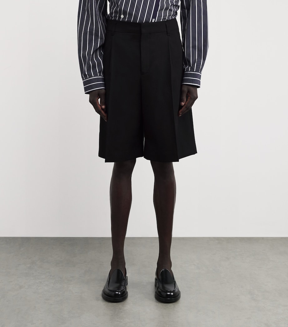 Stretch-Wool Ovalu Shorts 990-BLACK Image 3