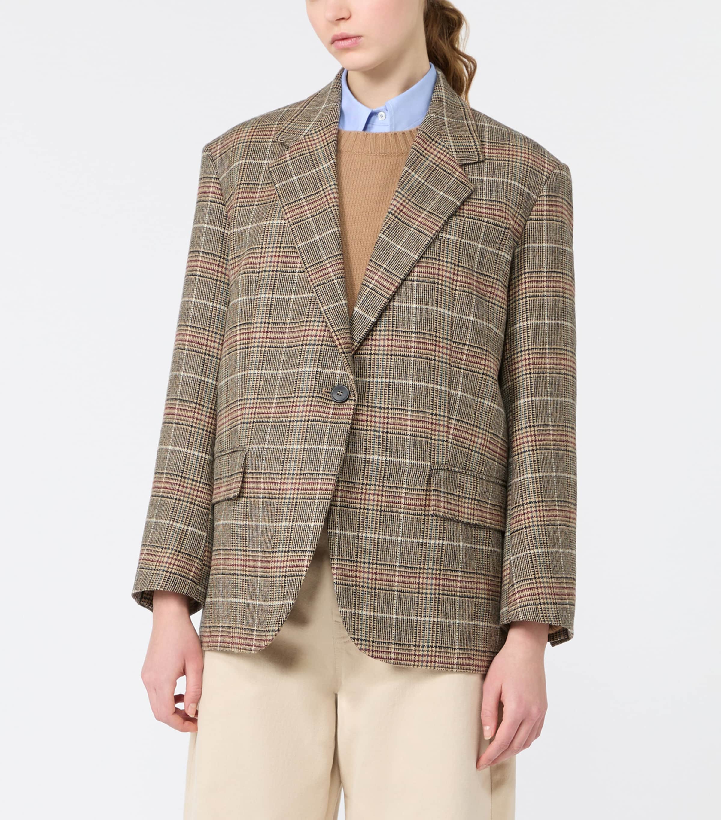 Weekend Max Mara Womens Virgin Wool-Blend Blazer Camel Image 3