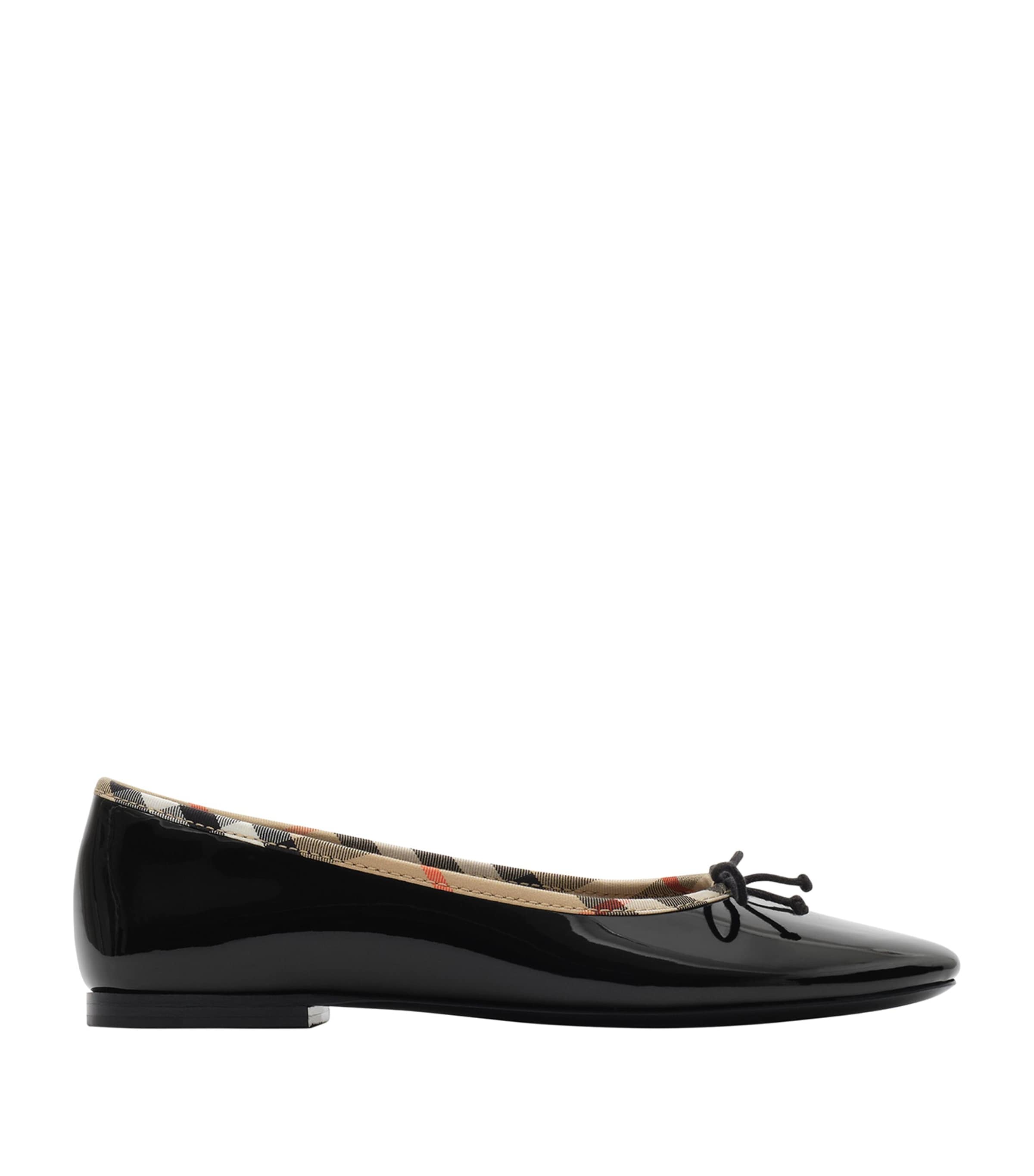 Burberry Kids Patent Check Trim Ballet Flats