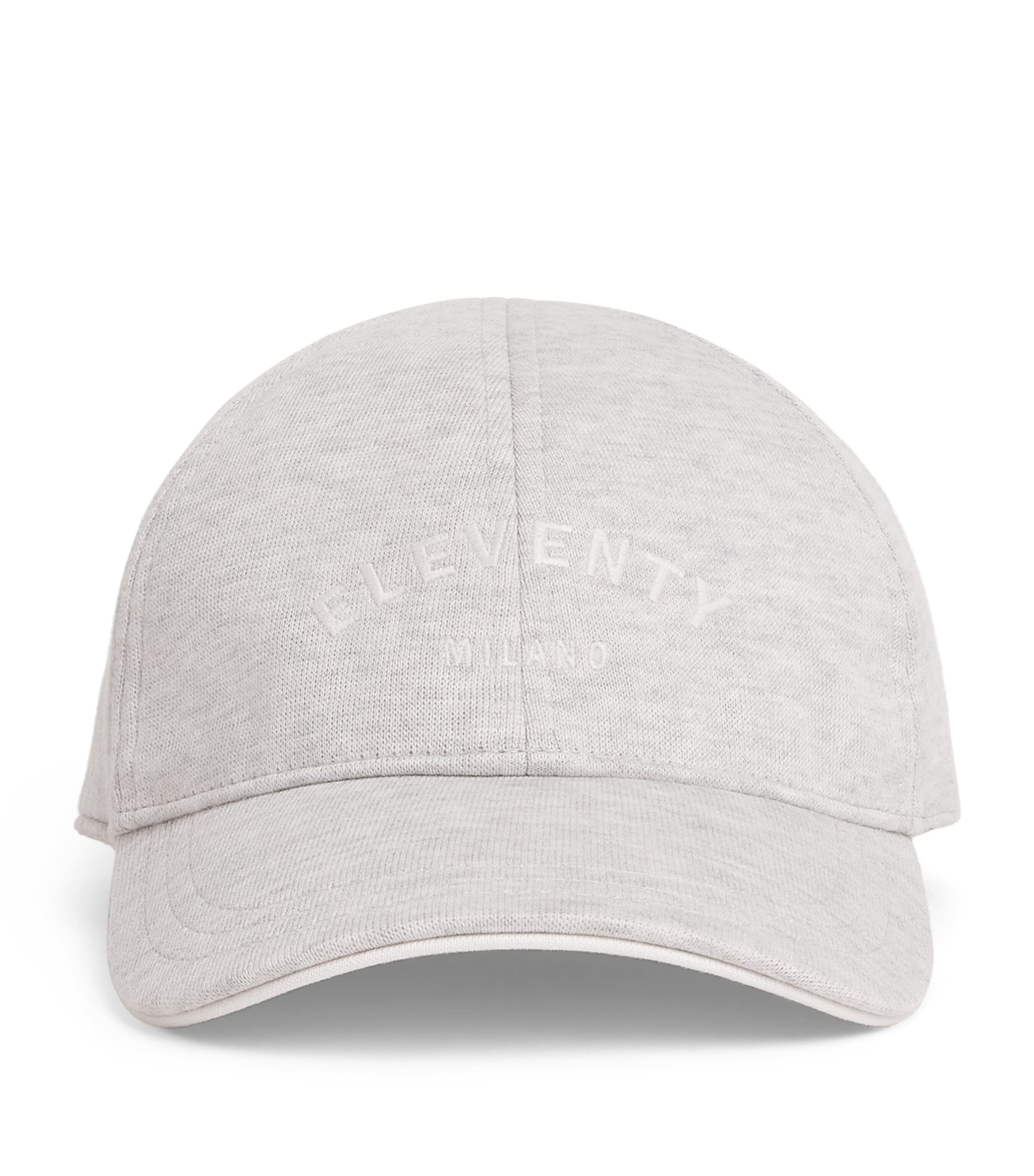 Eleventy Cotton Logo Baseball Cap Gr Chiaro, Bianco Image 1