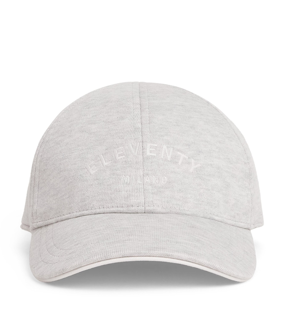 Eleventy Cotton Logo Baseball Cap Gr Chiaro, Bianco Image 1