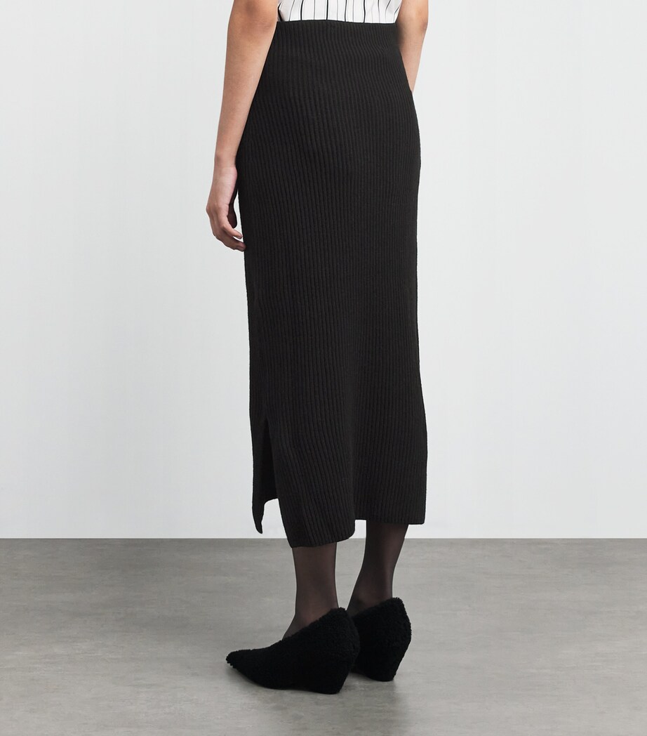 Cashmere High-Waist Asina Midi Skirt 1000 BLACK Image 4