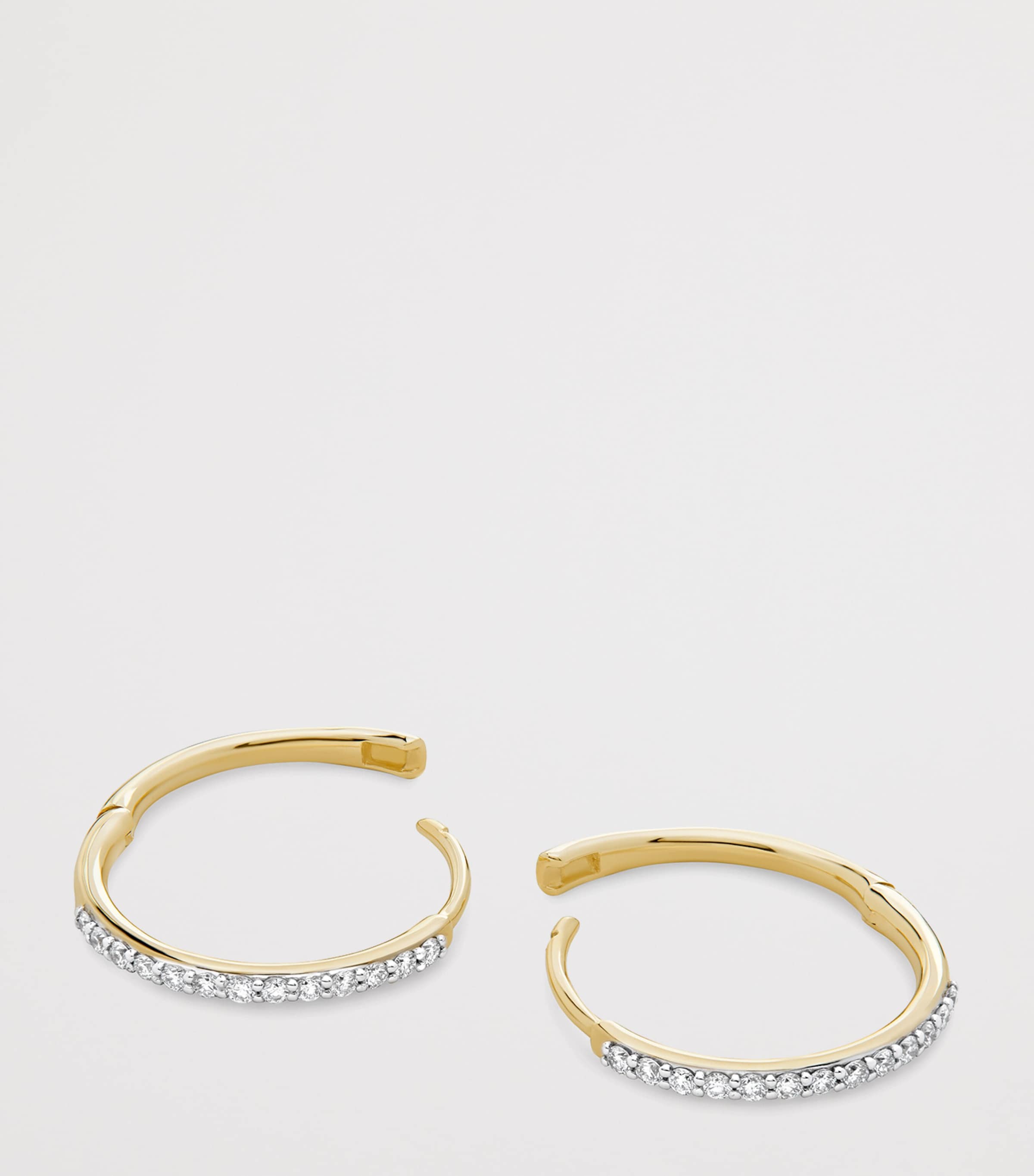 Monica Vinader Yellow Gold and Diamond Hoop Earrings Solid Gold Image 3