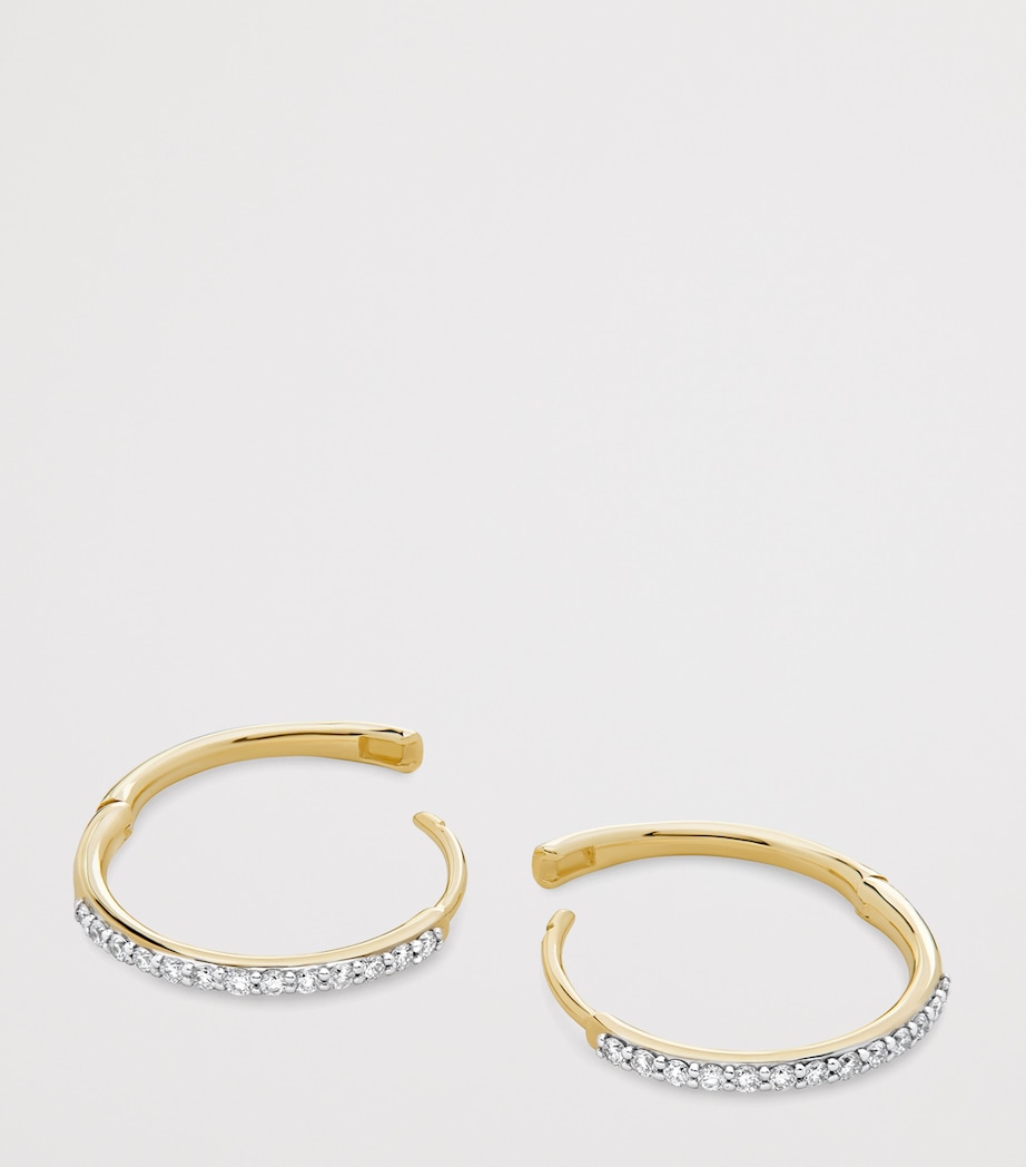 Monica Vinader Yellow Gold and Diamond Hoop Earrings Solid Gold Image 3