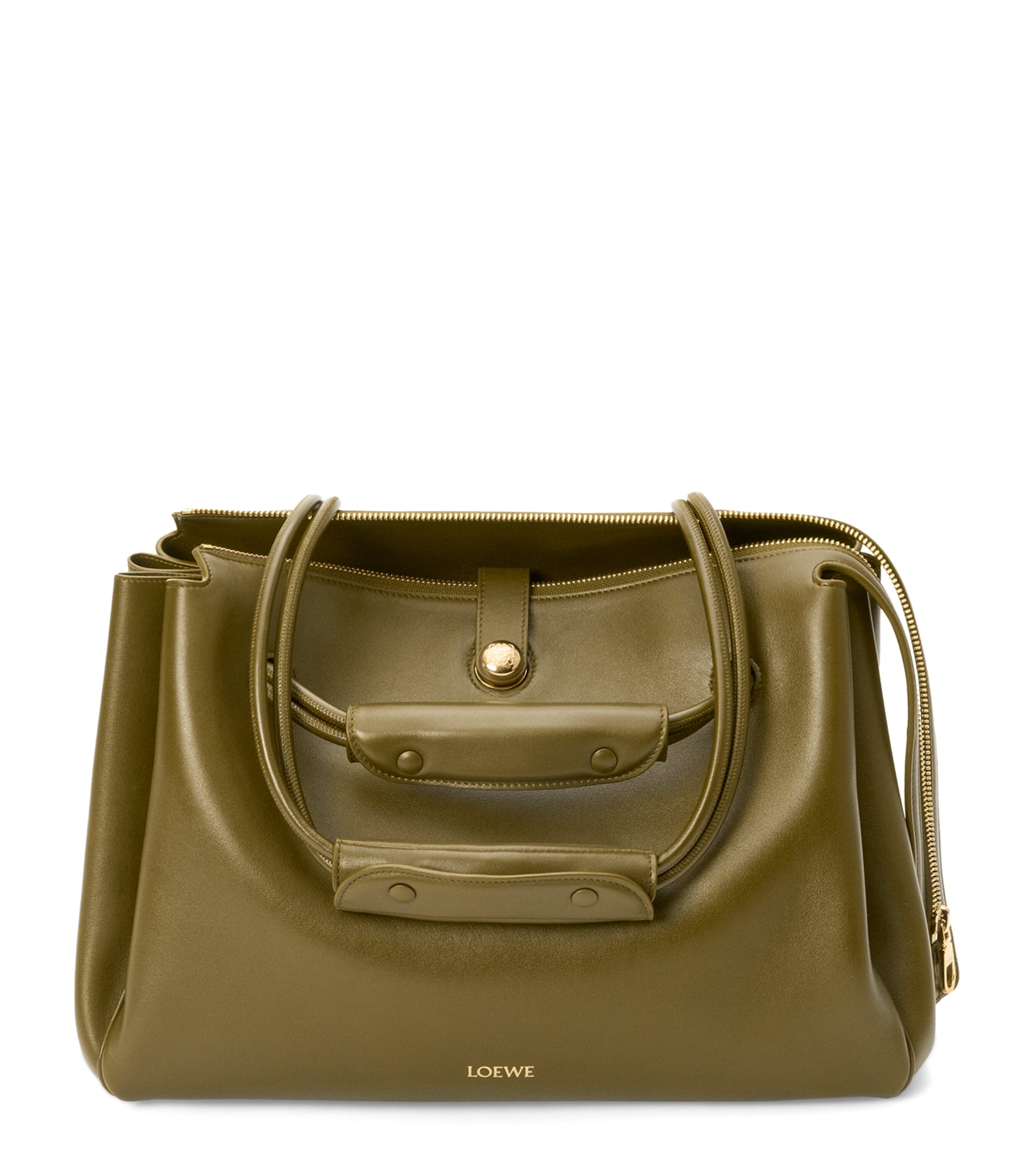 Loewe Large Leather Madrid Shoulder Bag In Green