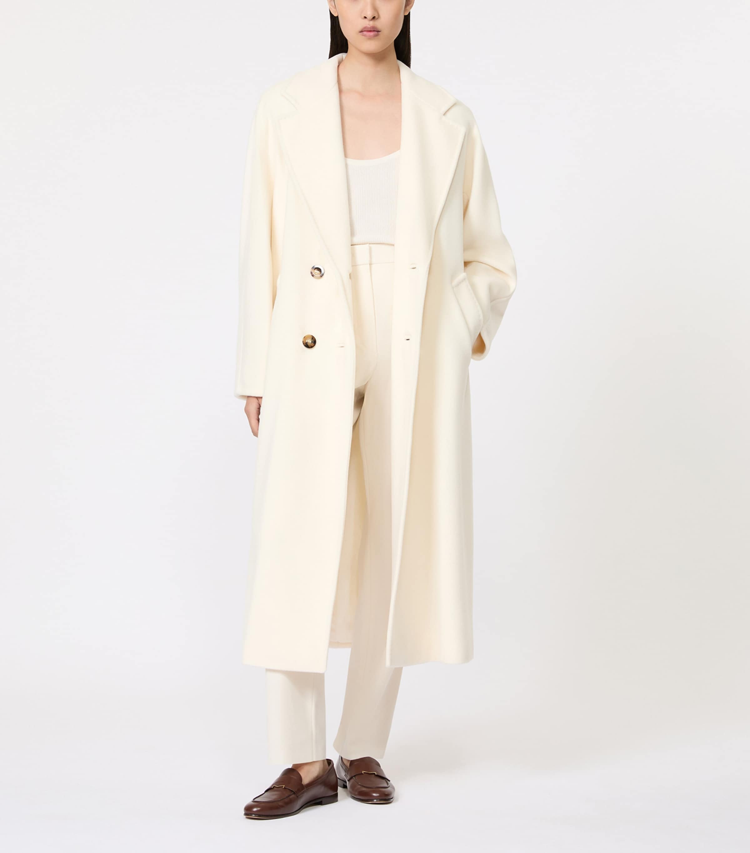 Max Mara Womens Virgin Wool-Cashmere Madame Icon Coat White Image 4