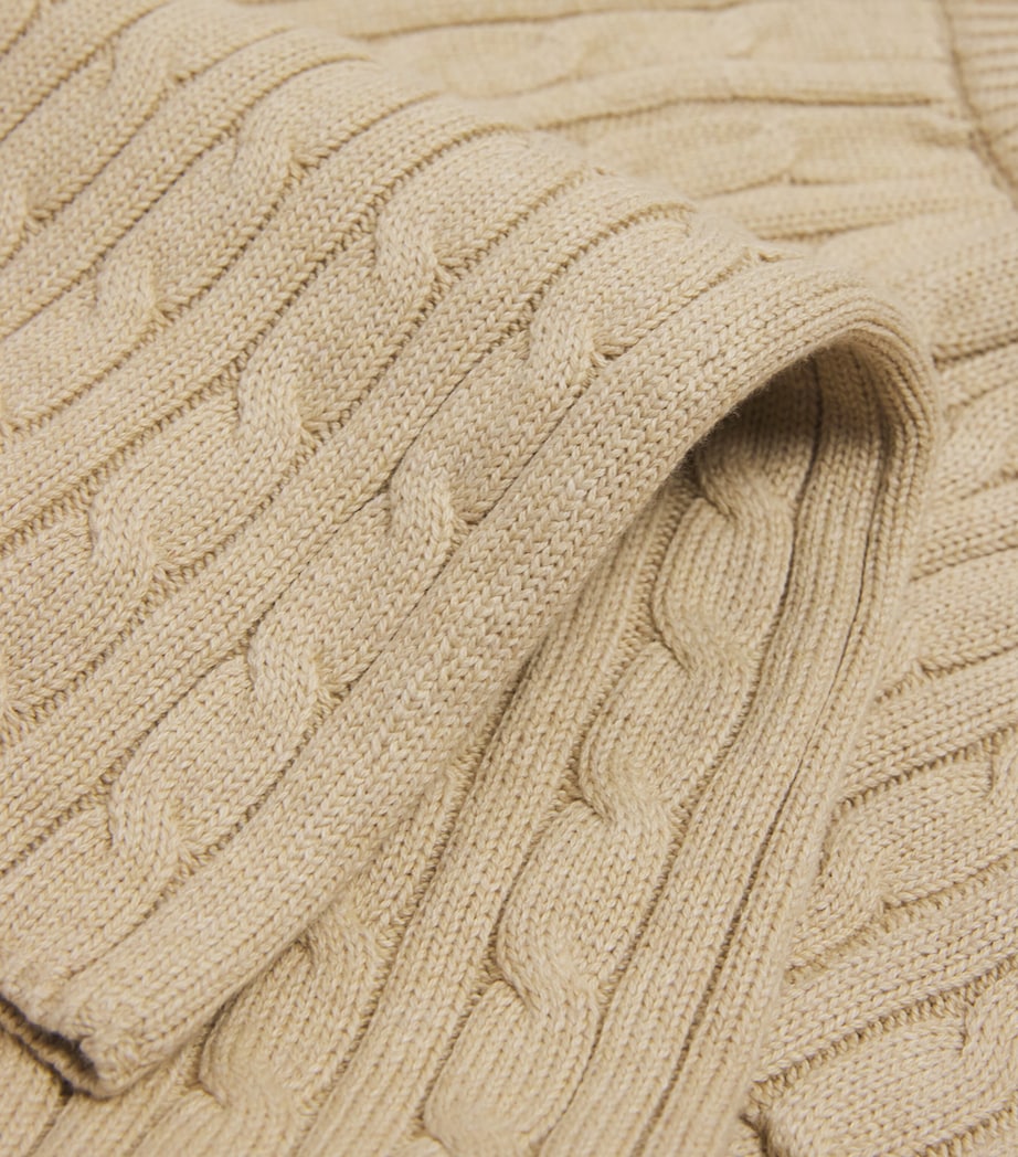Ralph Lauren Kids Cotton Cable-Knit Polo Pony Sweatpants (2-6 Years) Tan Heather Image 3