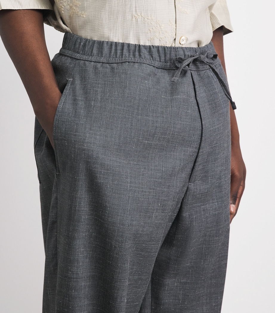 Officine Generale Mens Organic Cotton Drawstring Nilson Trousers Midgrey/ecru Image 3
