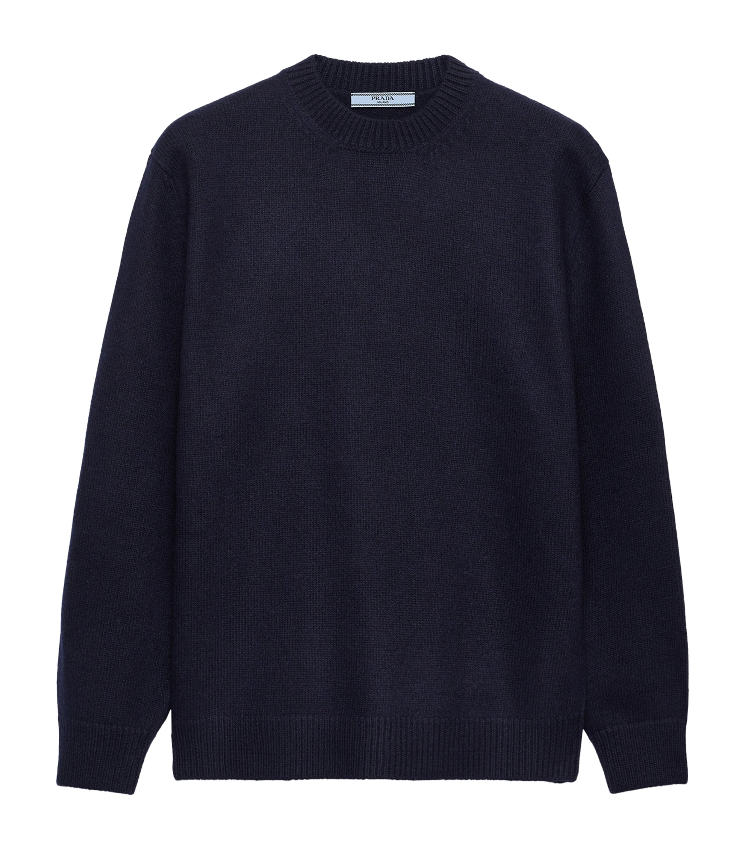 Prada Womens Wool Elbow-Patch Sweater Blue Image 1