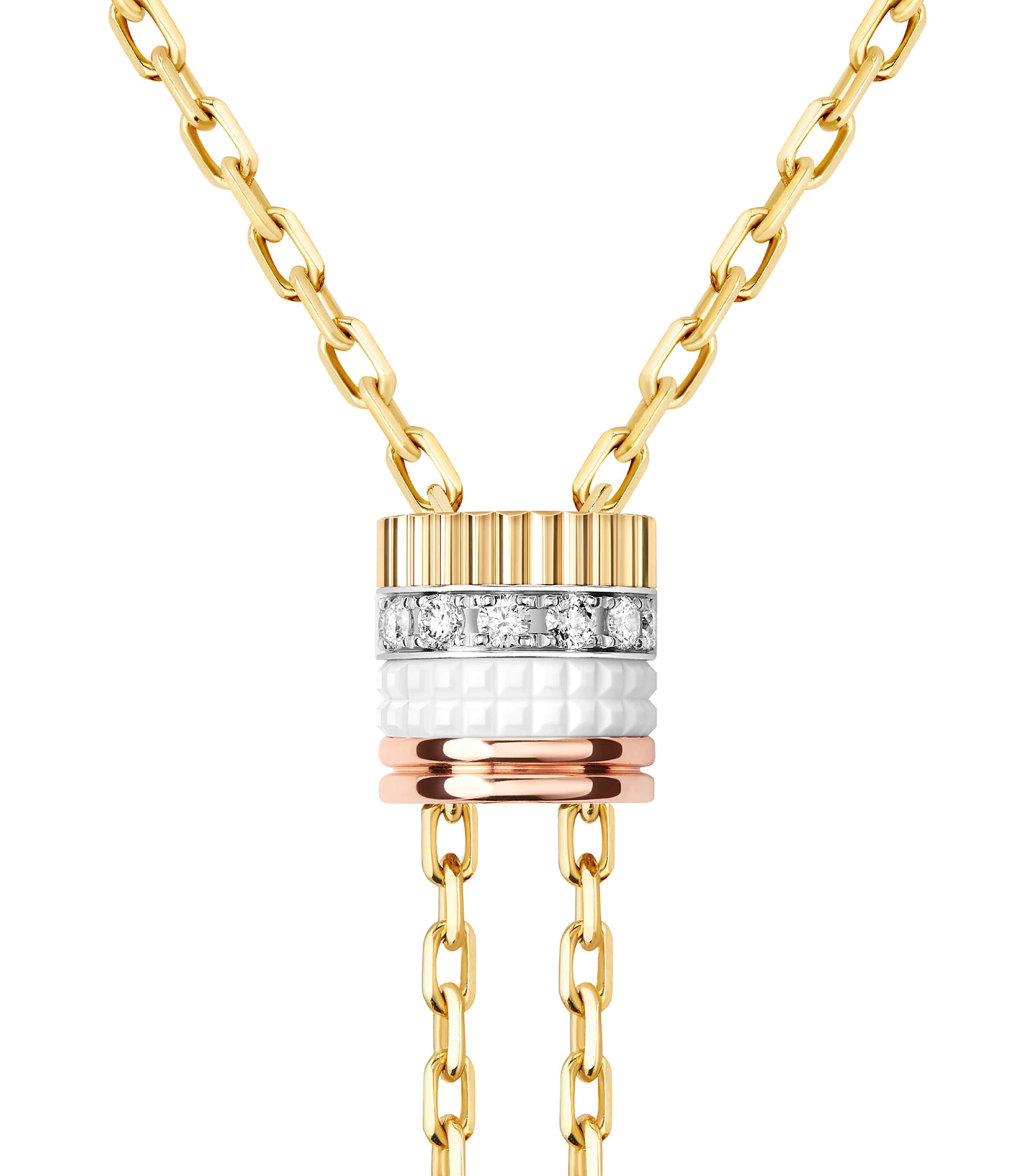 Small Yellow Gold Quatre White Tie Necklace GOLD Image 3