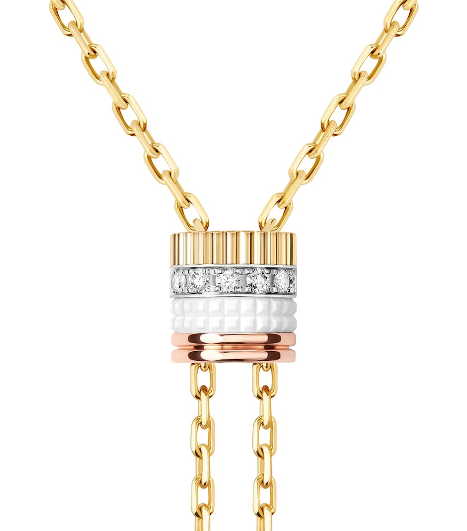 Small Yellow Gold Quatre White Tie Necklace GOLD Image 3