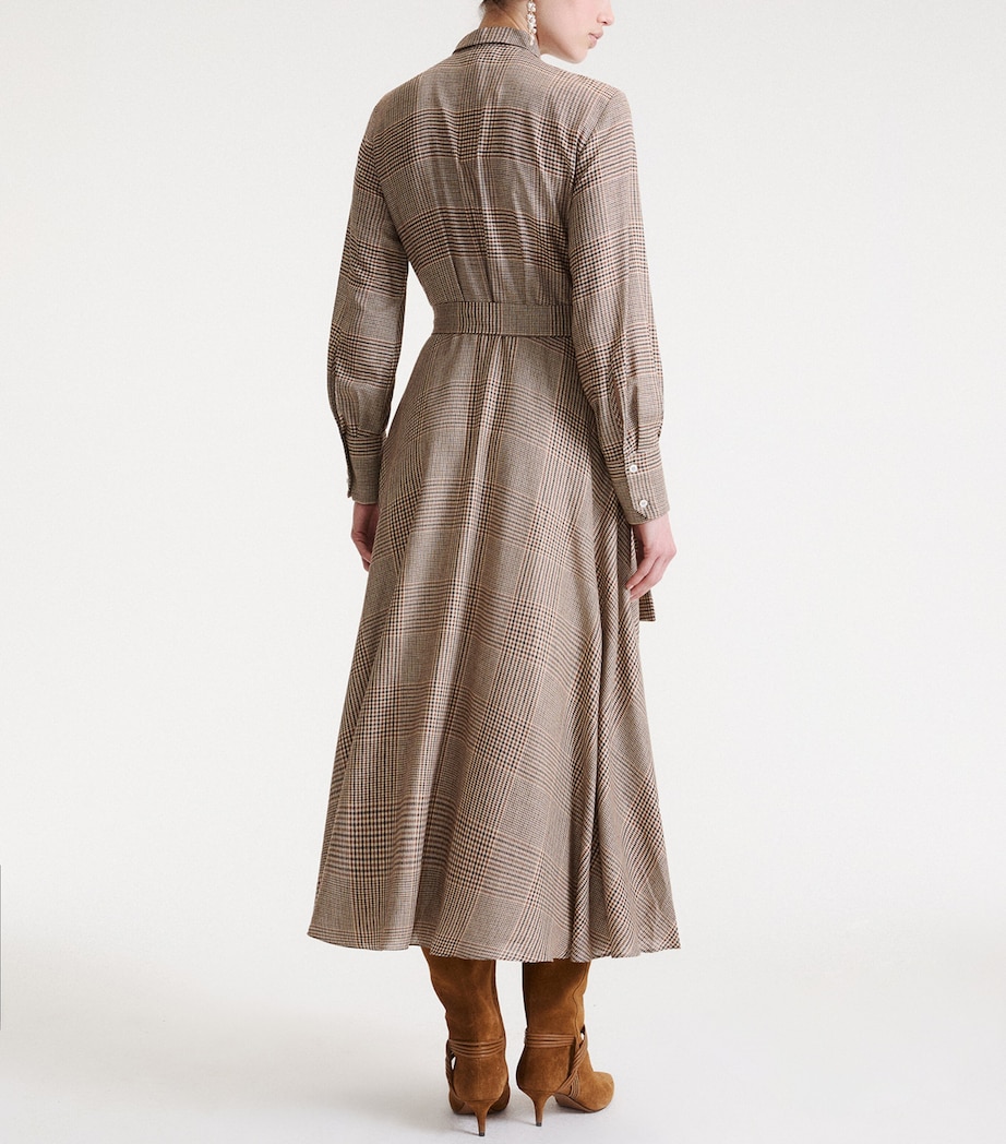 Marella Womens Check Maxi Shirt Dress Camel Image 3