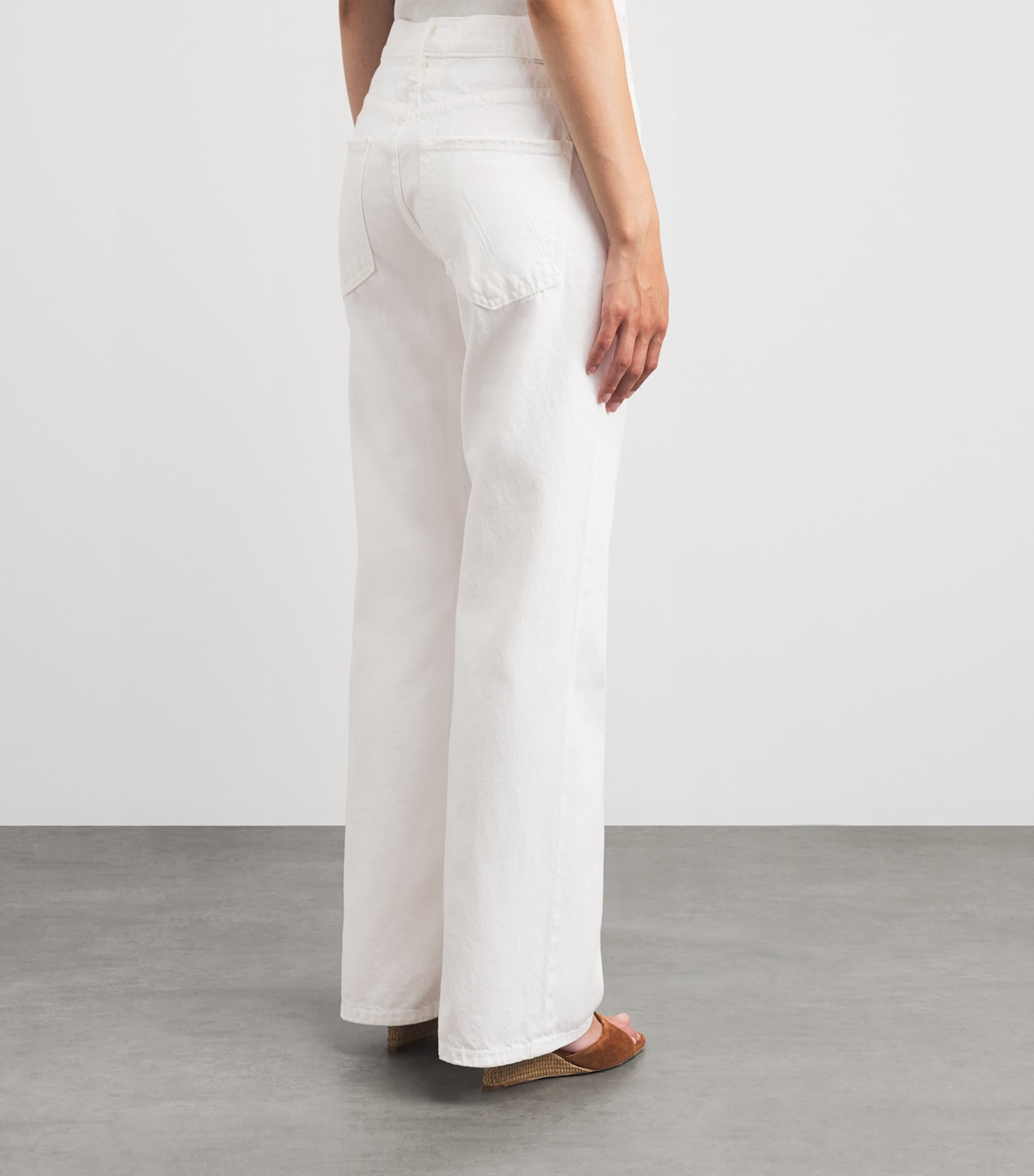 MOTHER Womens The Bookie Skimp Wide-Leg Jeans Picket Fence Image 5