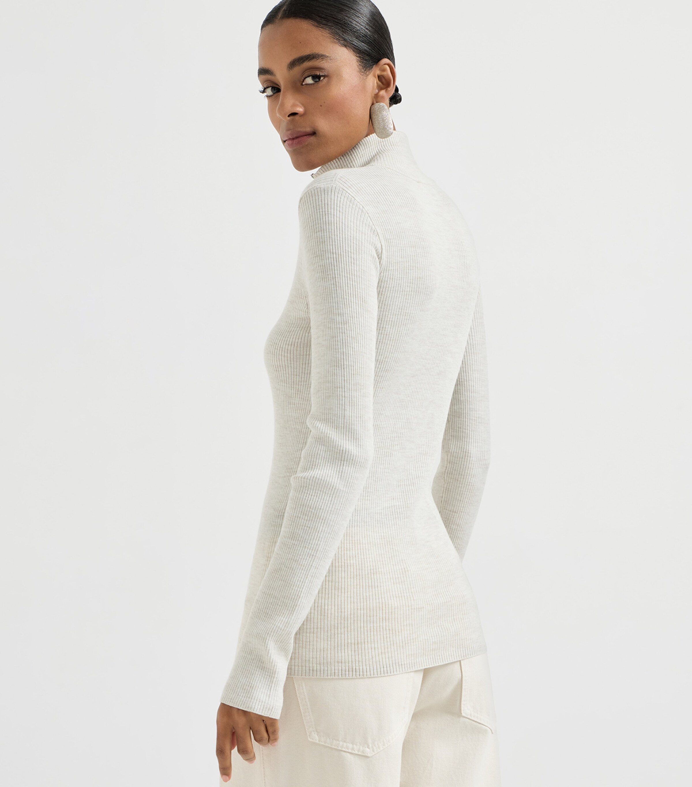 Brunello Cucinelli Womens Virgin Wool-Cashmere Half-Zip Sweater Image 5