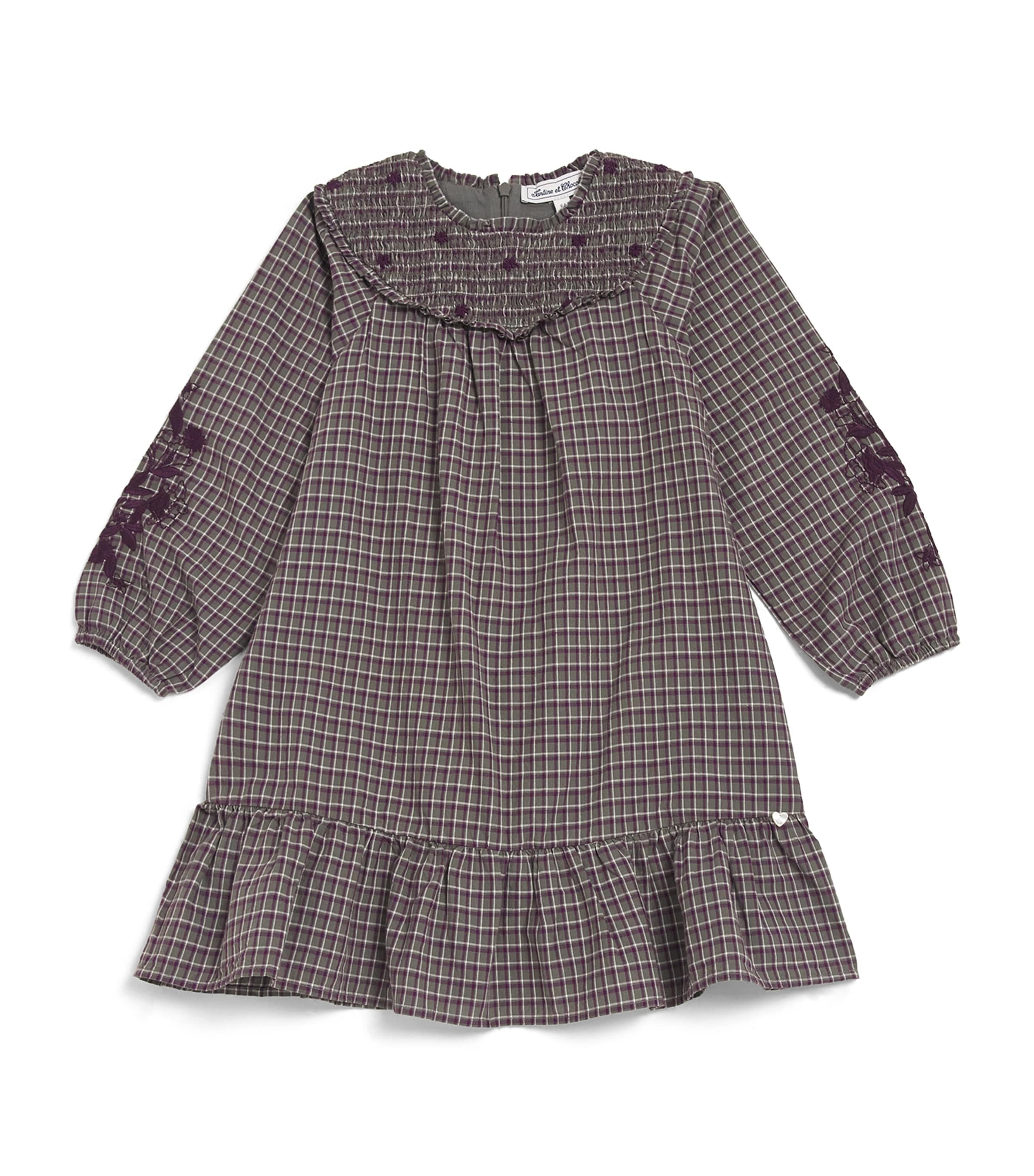 TARTINE ET CHOCOLAT CHECK EMBROIDERED DRESS 