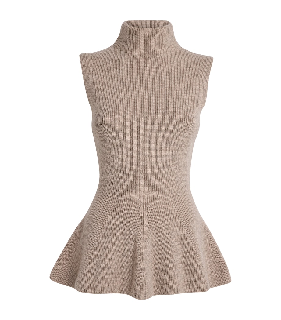 Wool-Cashmere Sleeveless Peplum Top 241 TAUPE MENANGE Image 1