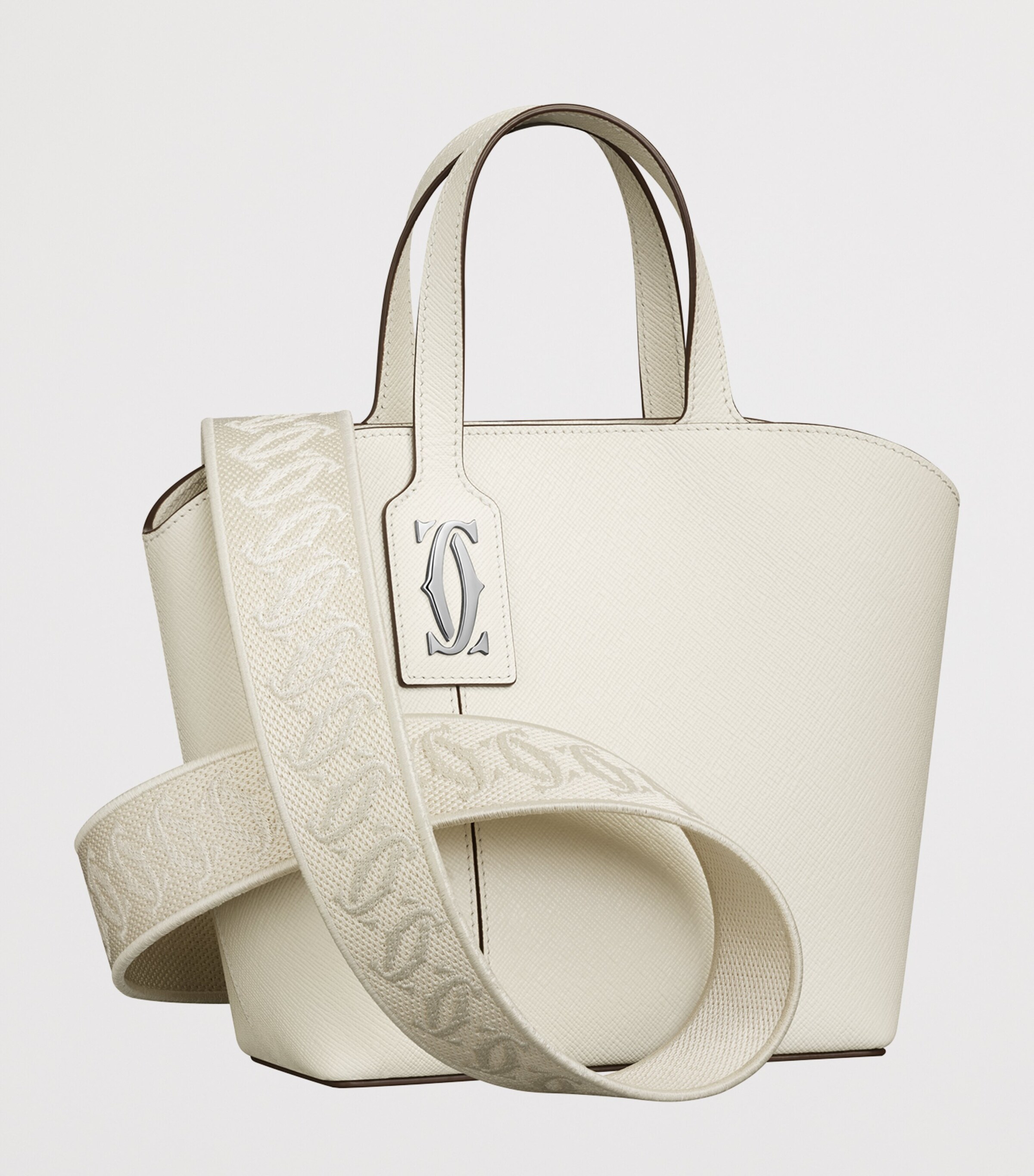 Mini Leather C de Cartier Tote Bag SALT WHITE Image 5