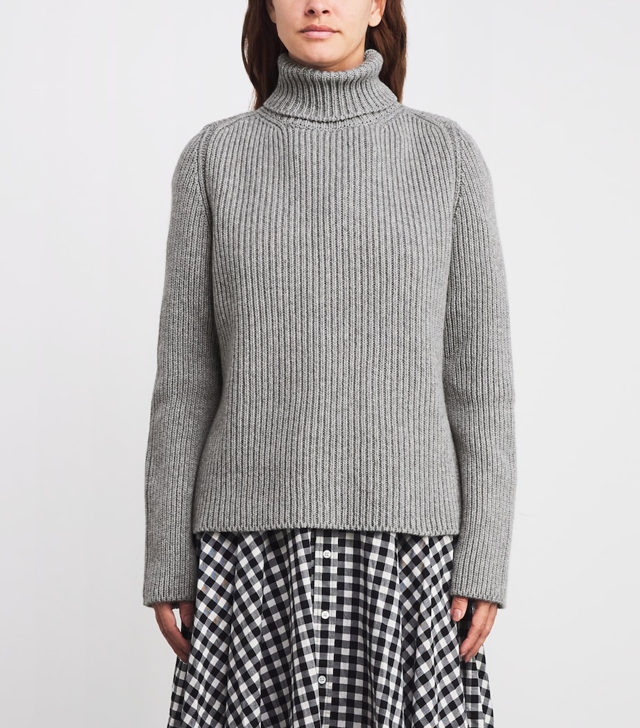 Cashmere Ribbed Rollneck Sweater HA0308 LIGHT GREY Image 3
