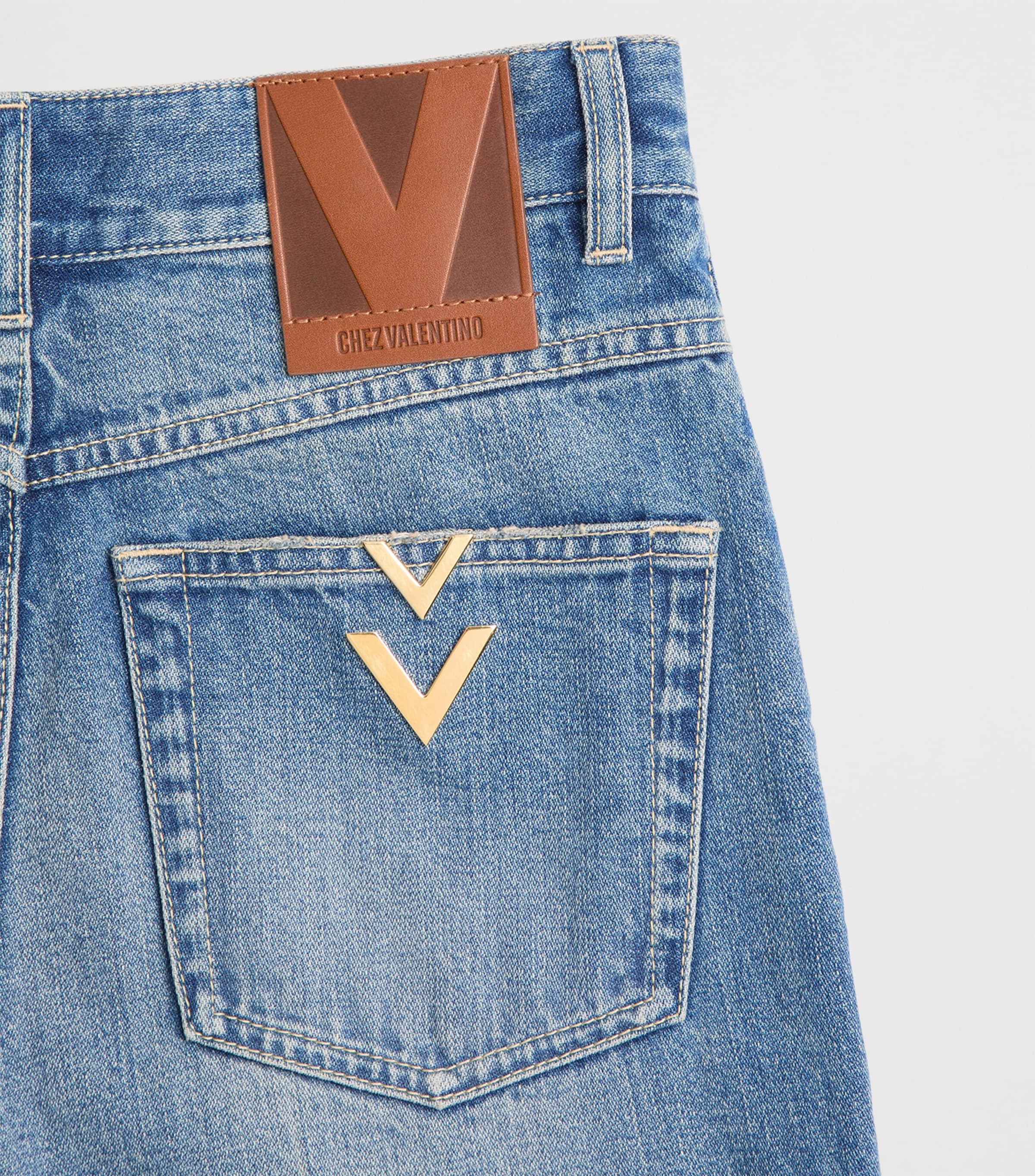 Valentino Womens VLogo Wide-Leg Mid-Rise Jeans Image 6
