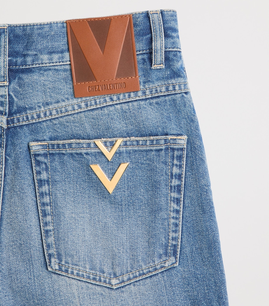 Valentino Womens VLogo Wide-Leg Mid-Rise Jeans Image 6