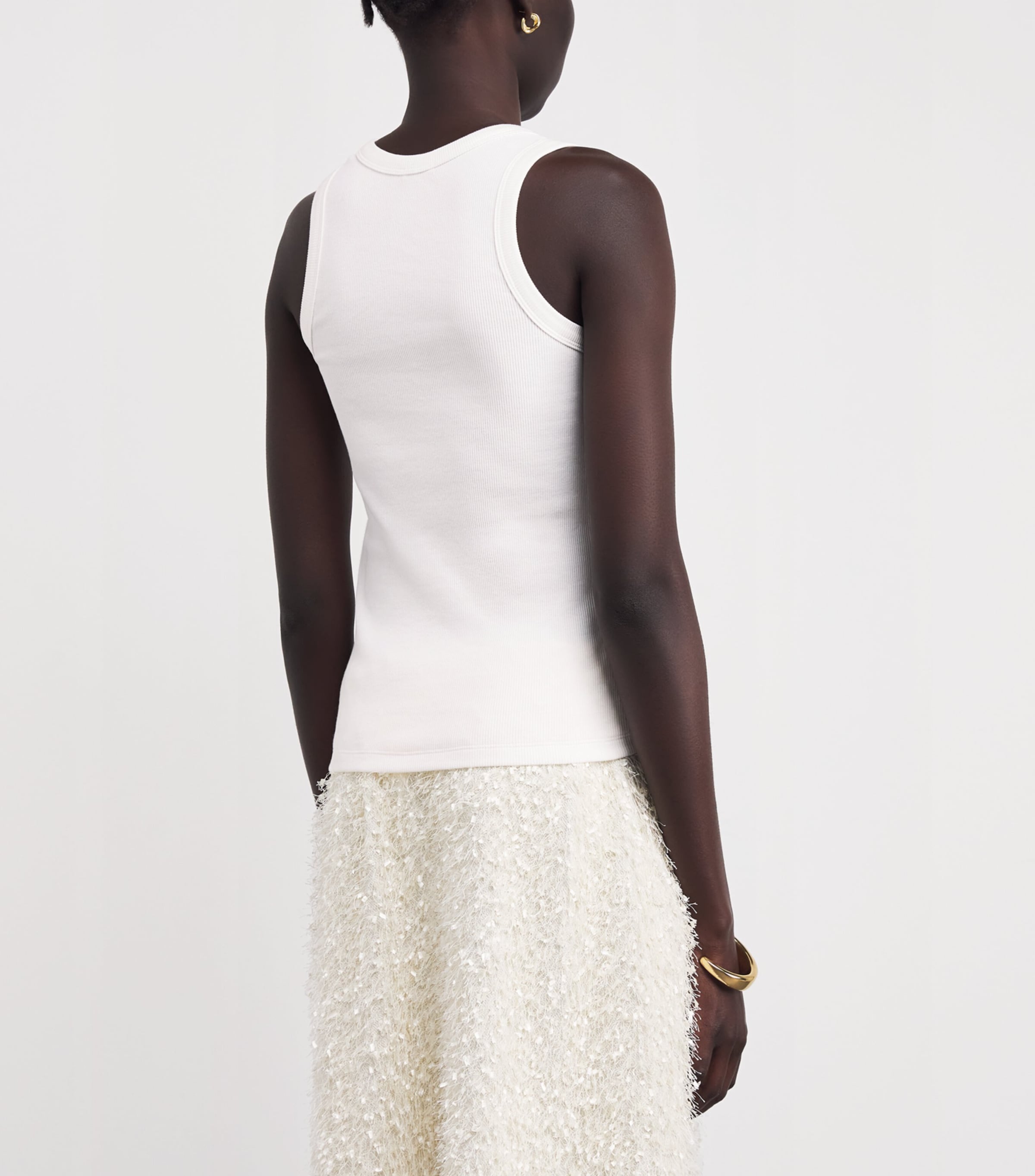 Stretch-Cotton Yeux Tank Top WHITE Image 4