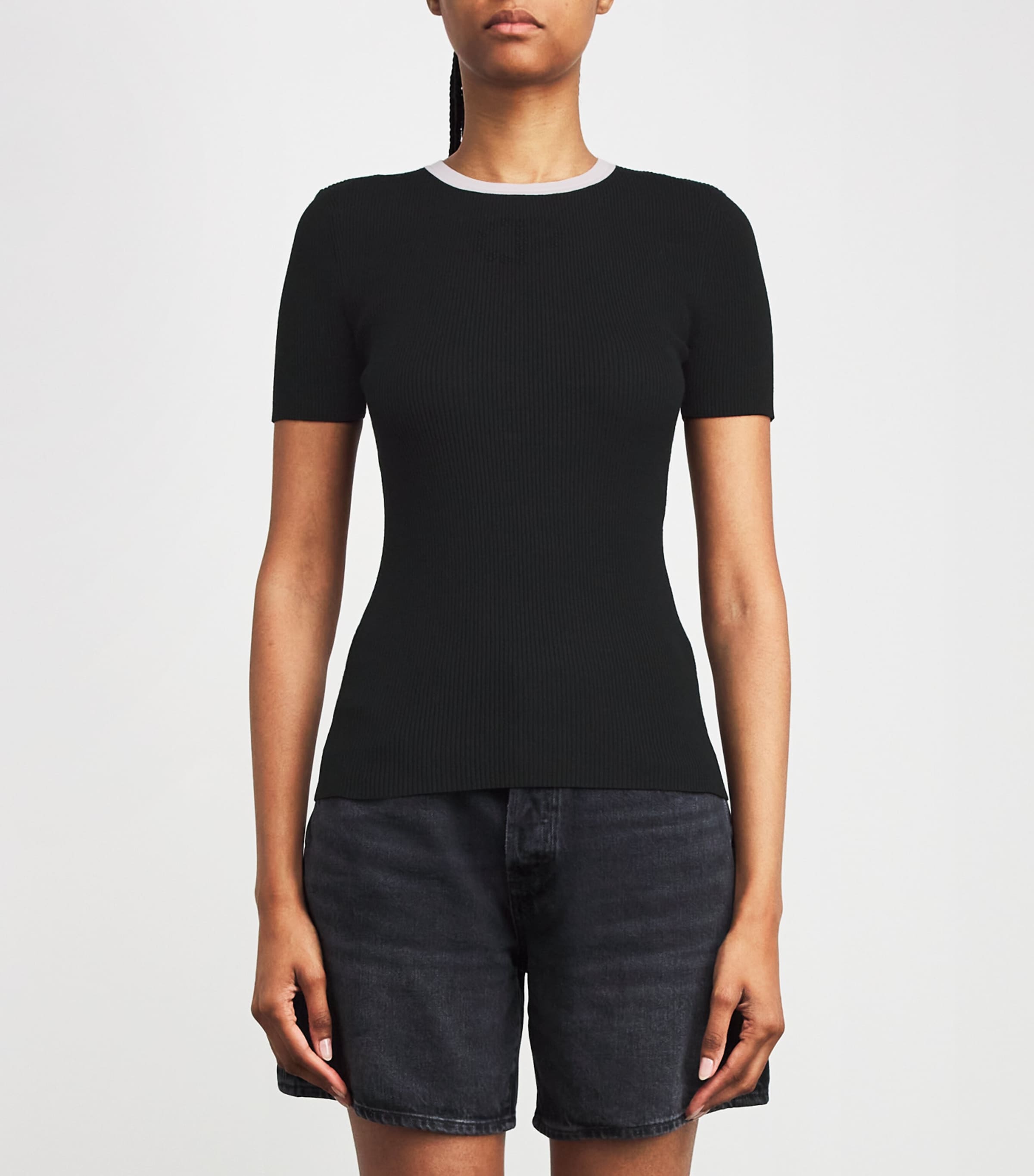 Rib-Knit Embroidered Sweater BLACK Image 3