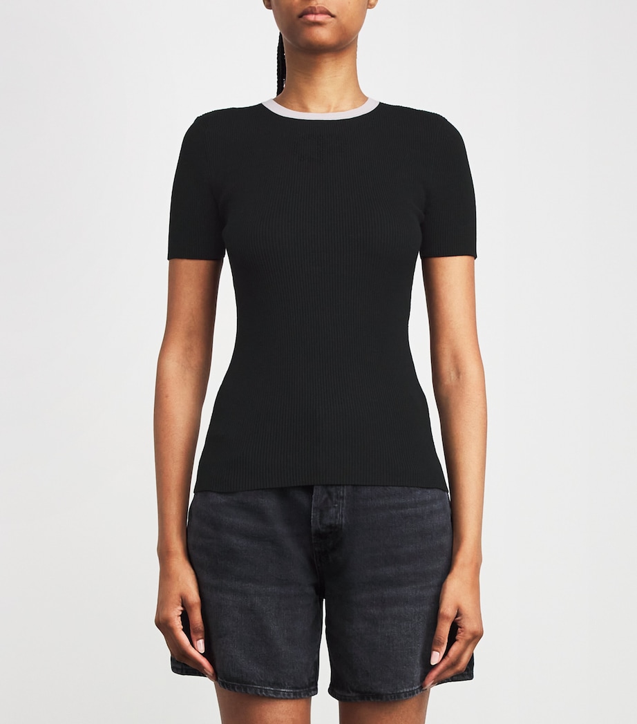 Rib-Knit Embroidered Sweater BLACK Image 3