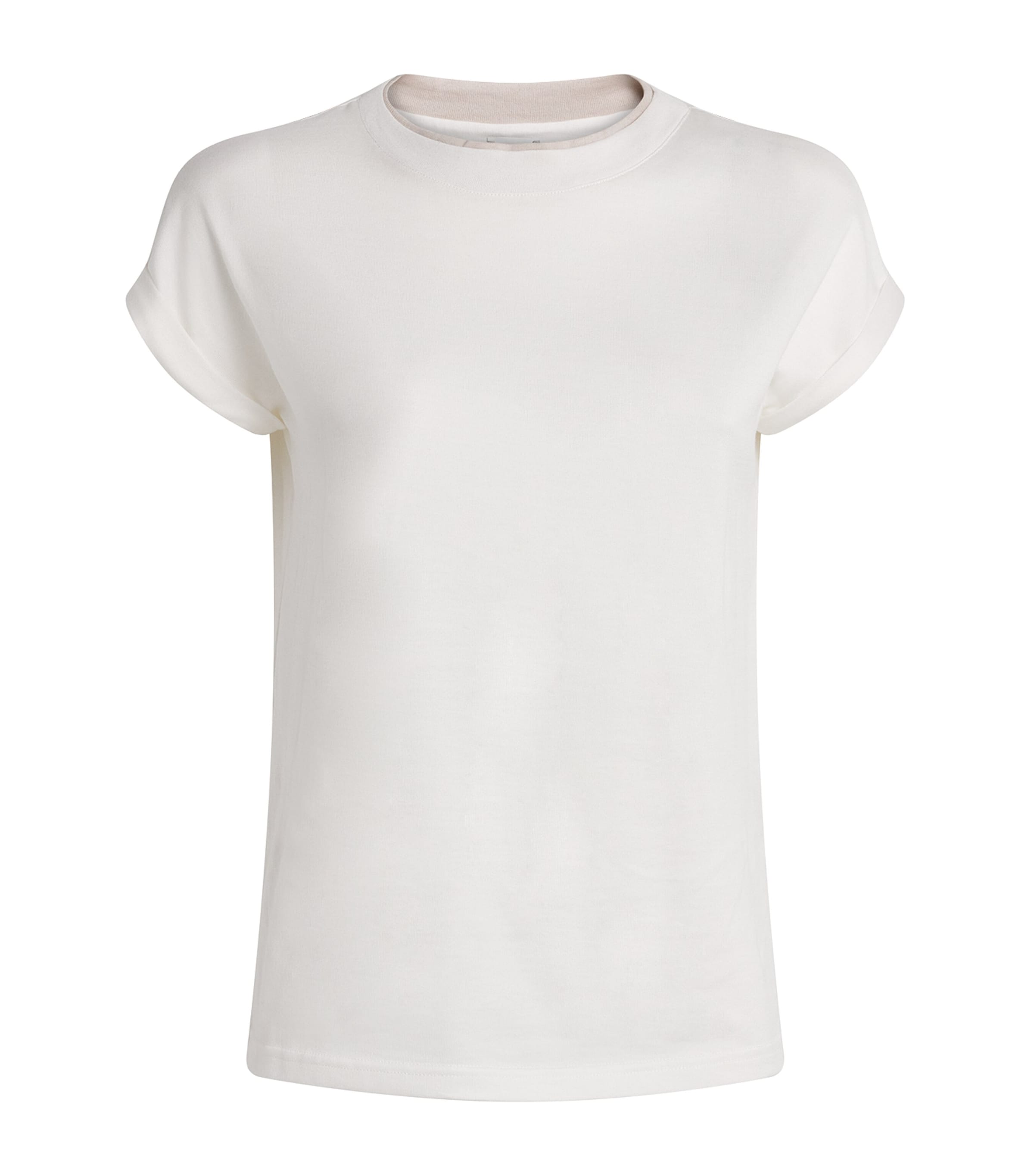 Eleventy Womens Cotton Double Crew-Neck T-Shirt Avorio Sabbia Image 1