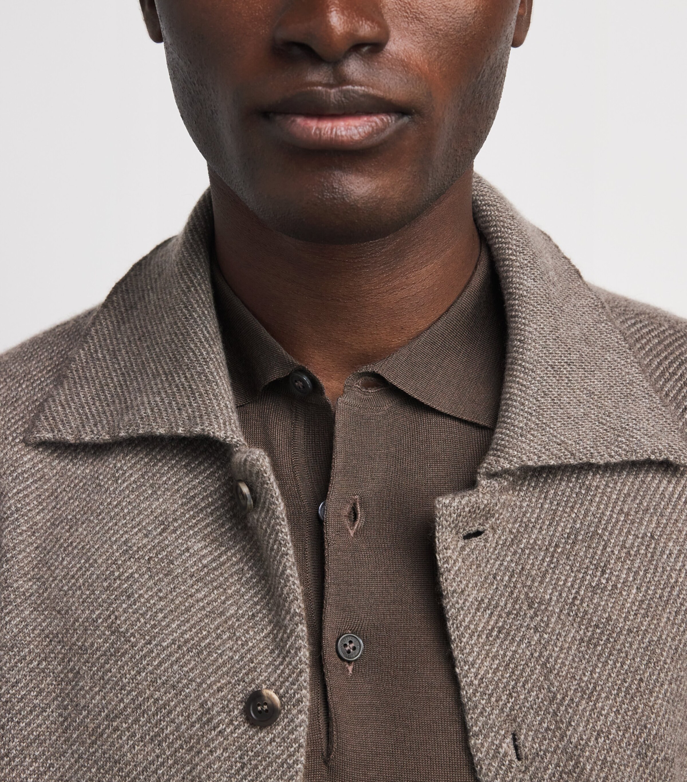 Corneliani Mens Wool Polo Shirt Brown Image 3