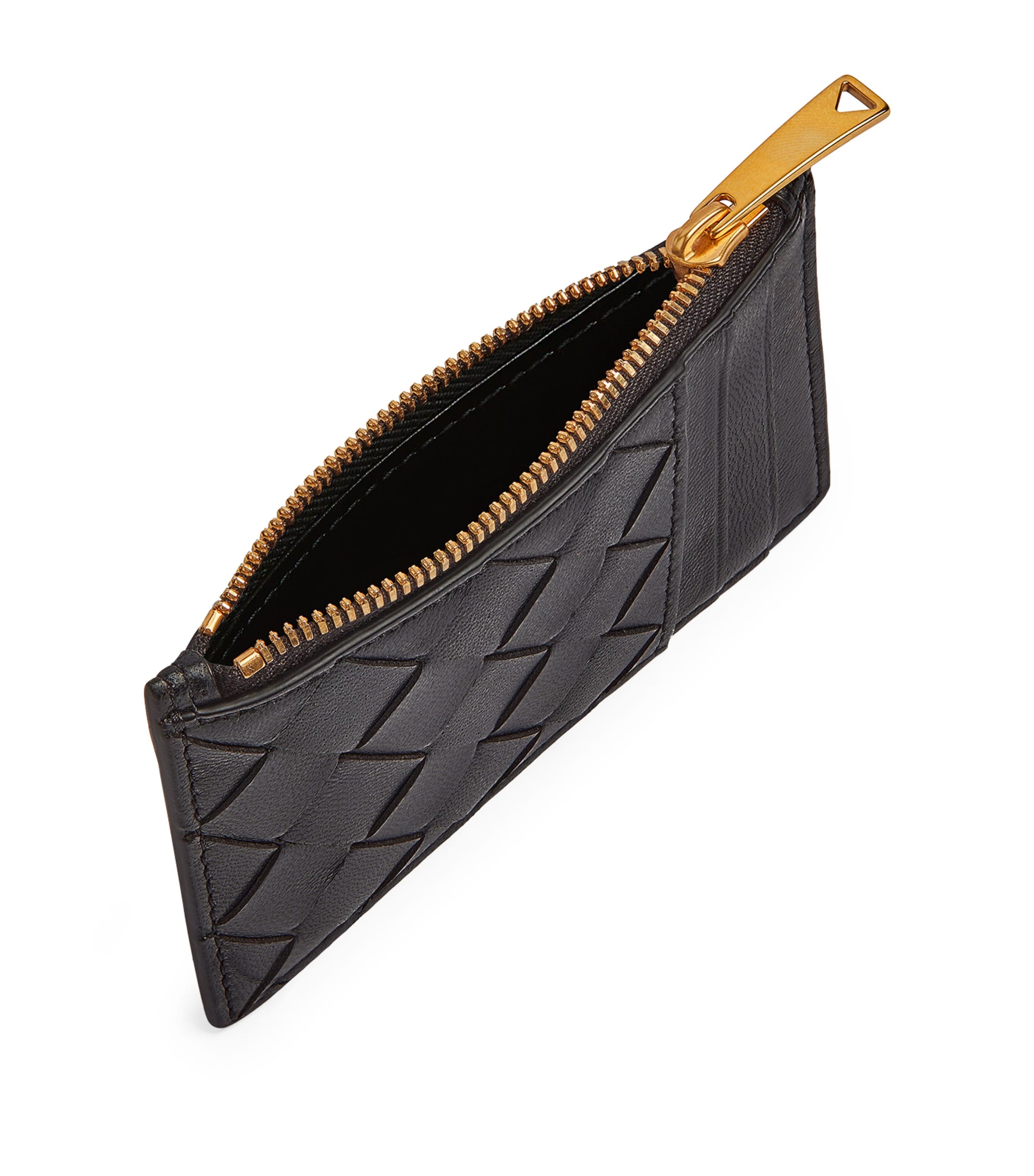Leather Zipped Card Holder BLACK-GOLD Image 2