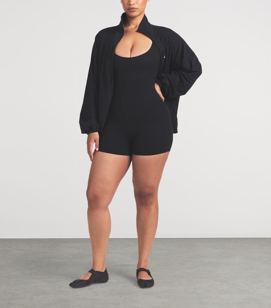 NikeSKIMS Womens NikeSKIMS Corset Short Bodysuit Obsidian Image 2
