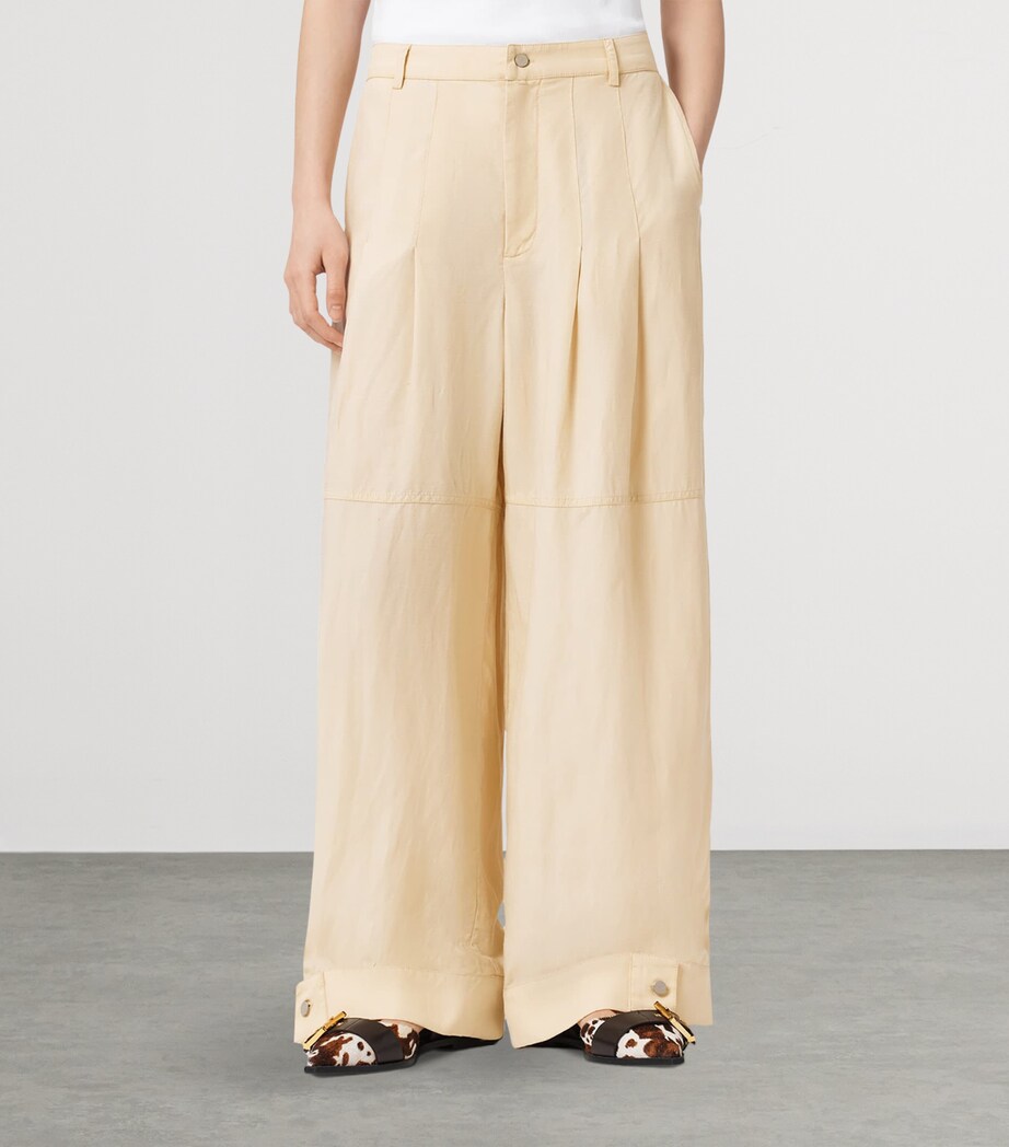AllSaints Womens Sherell Wide-Leg Trousers Ecru White Image 3