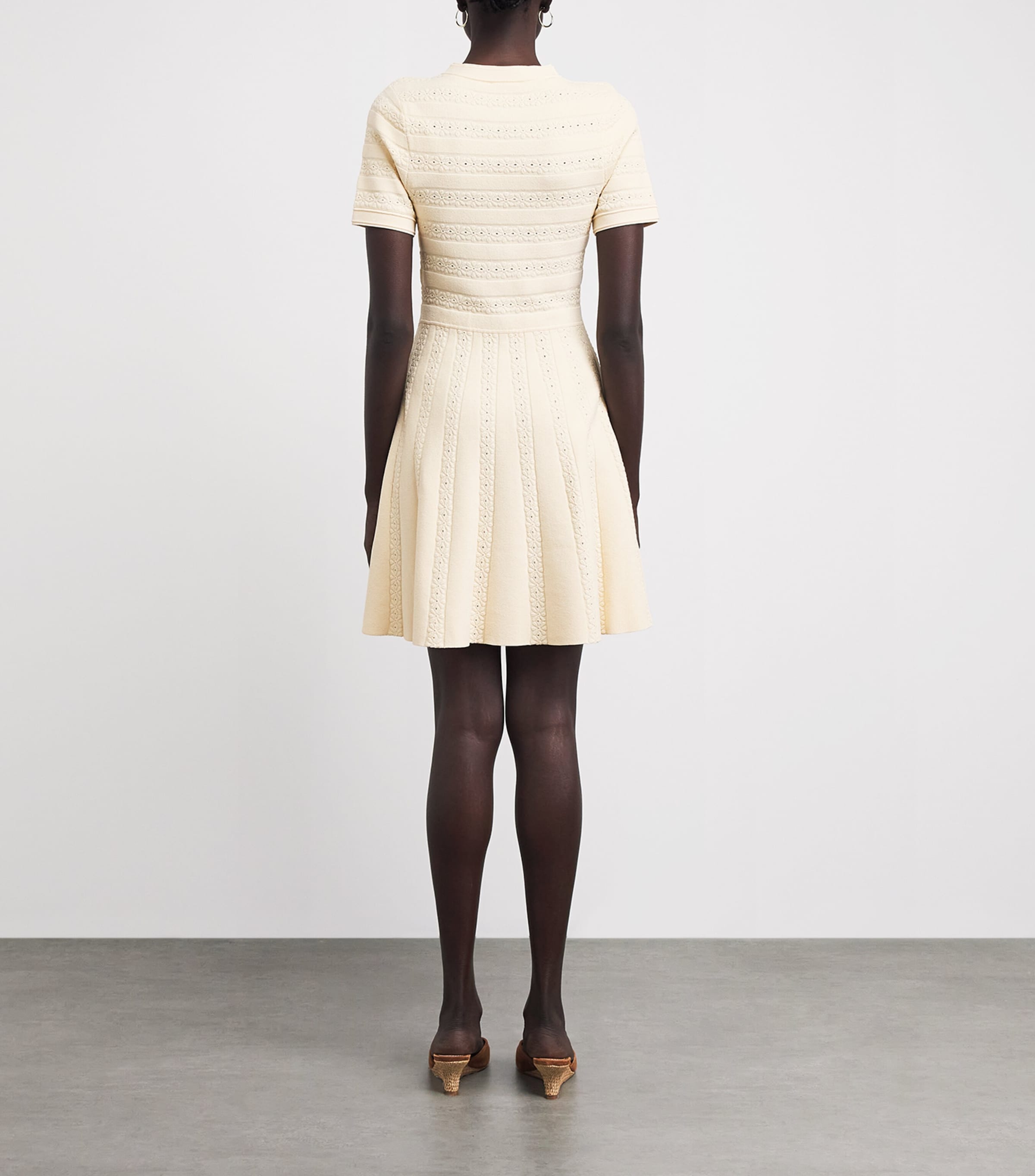 Sandro Paris Womens Knitted Button-Up Mini Dress Vanilla Image 4
