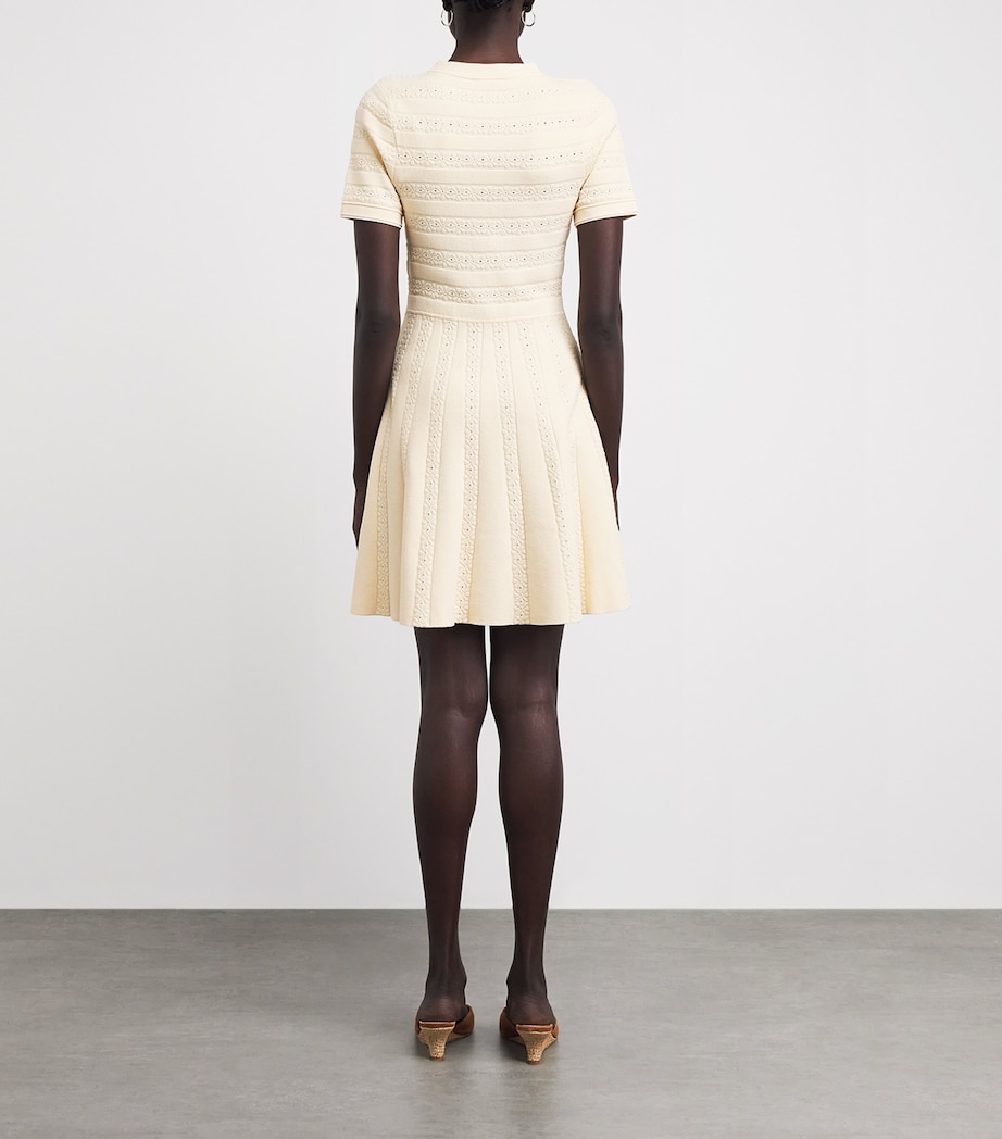 Sandro Paris Womens Knitted Button-Up Mini Dress Vanilla Image 4