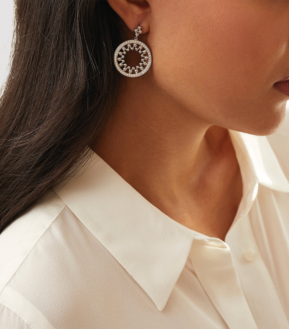 White Gold and Diamond Circus Drop Earrings SILVER Image 2