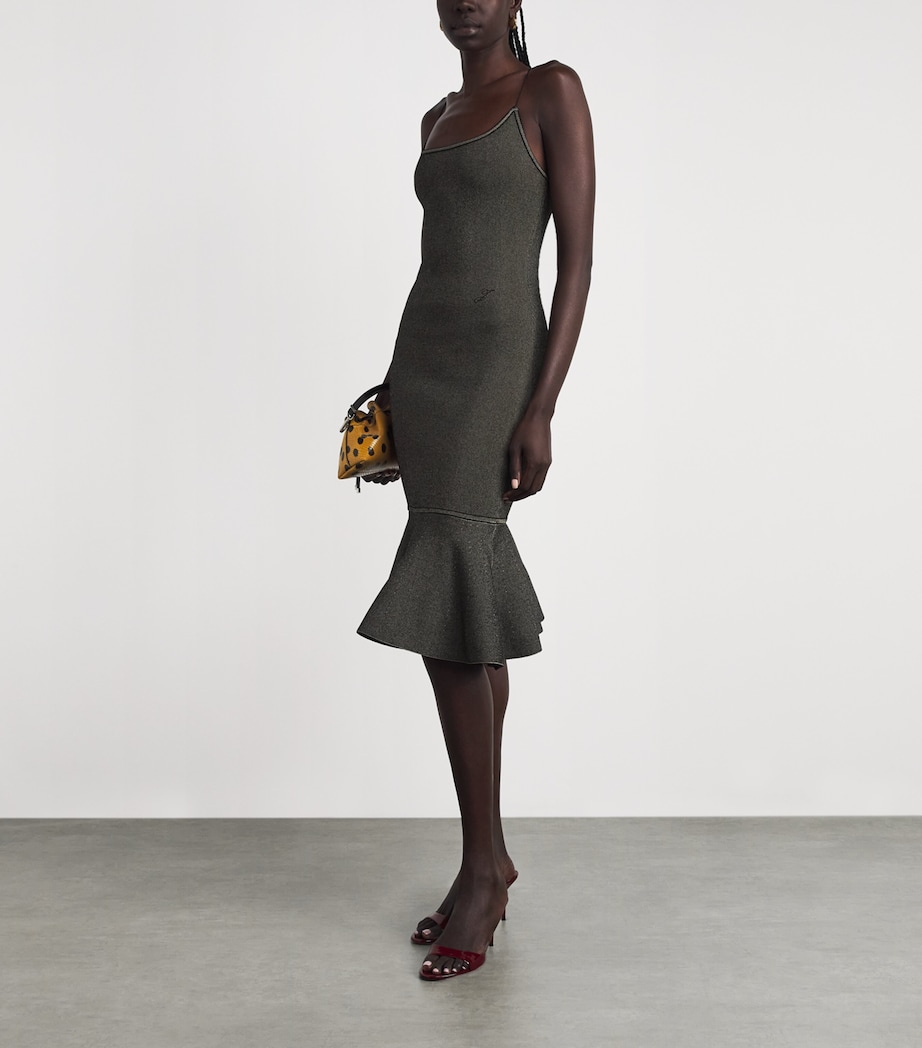 Jacquemus Womens Knitted Pina Midi Dress Dark Beige Image 2