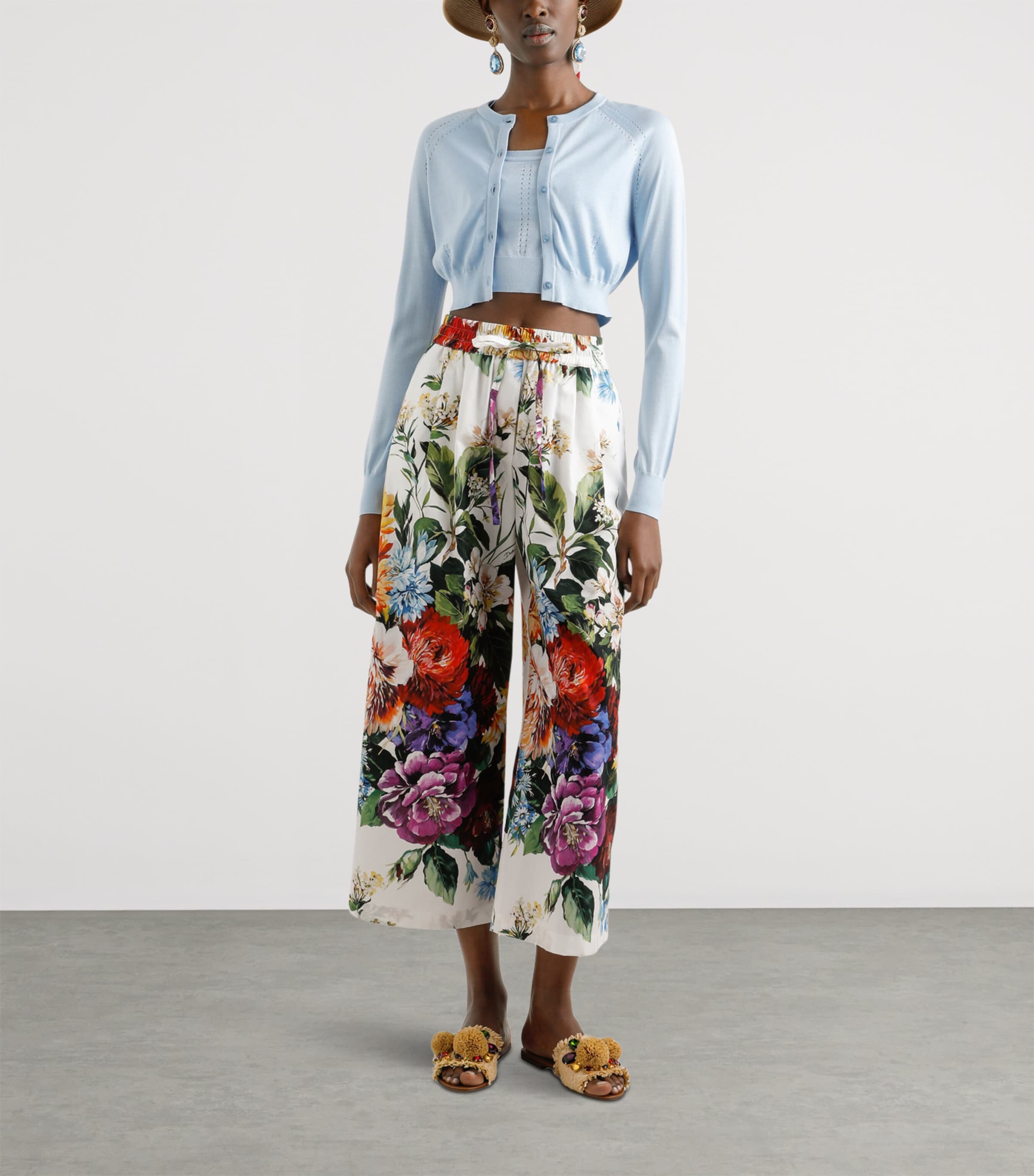 Silk-Blend Cropped Cardigan B1581-SKY BLUE Image 2