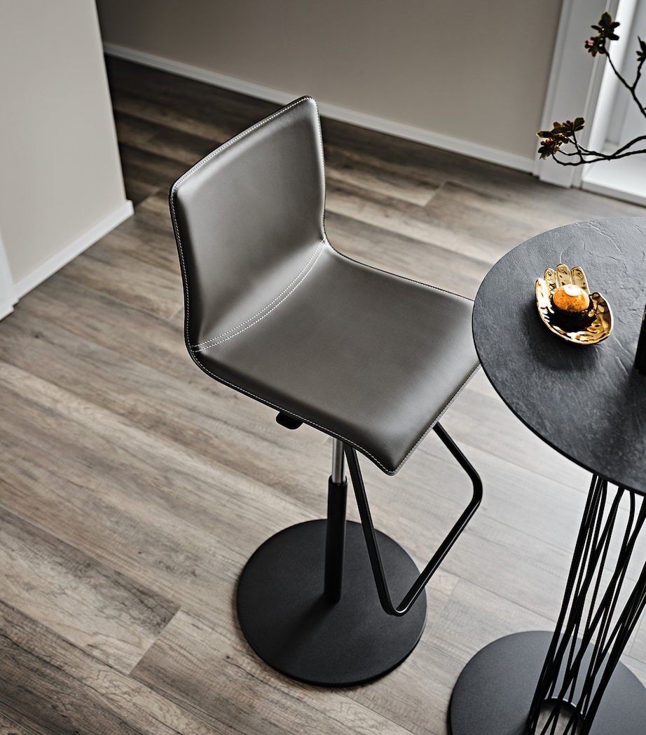 Chromed Steel and Leather Toto Stool CHROMED STEEL Image 2