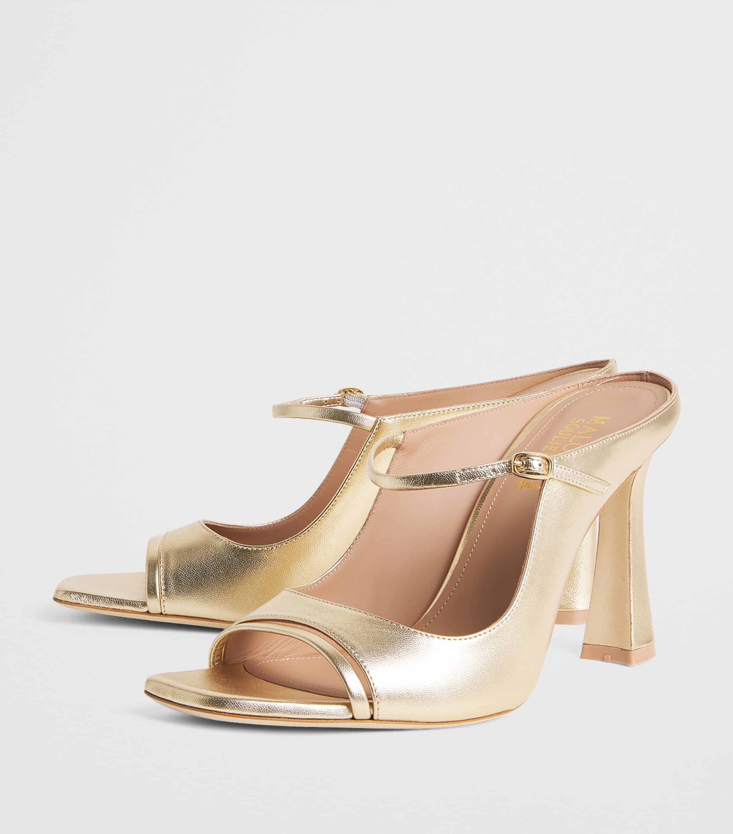Malone Souliers x Harrods Metallic Leather Rania Heeled Mules 90 Antique Gold Image 3