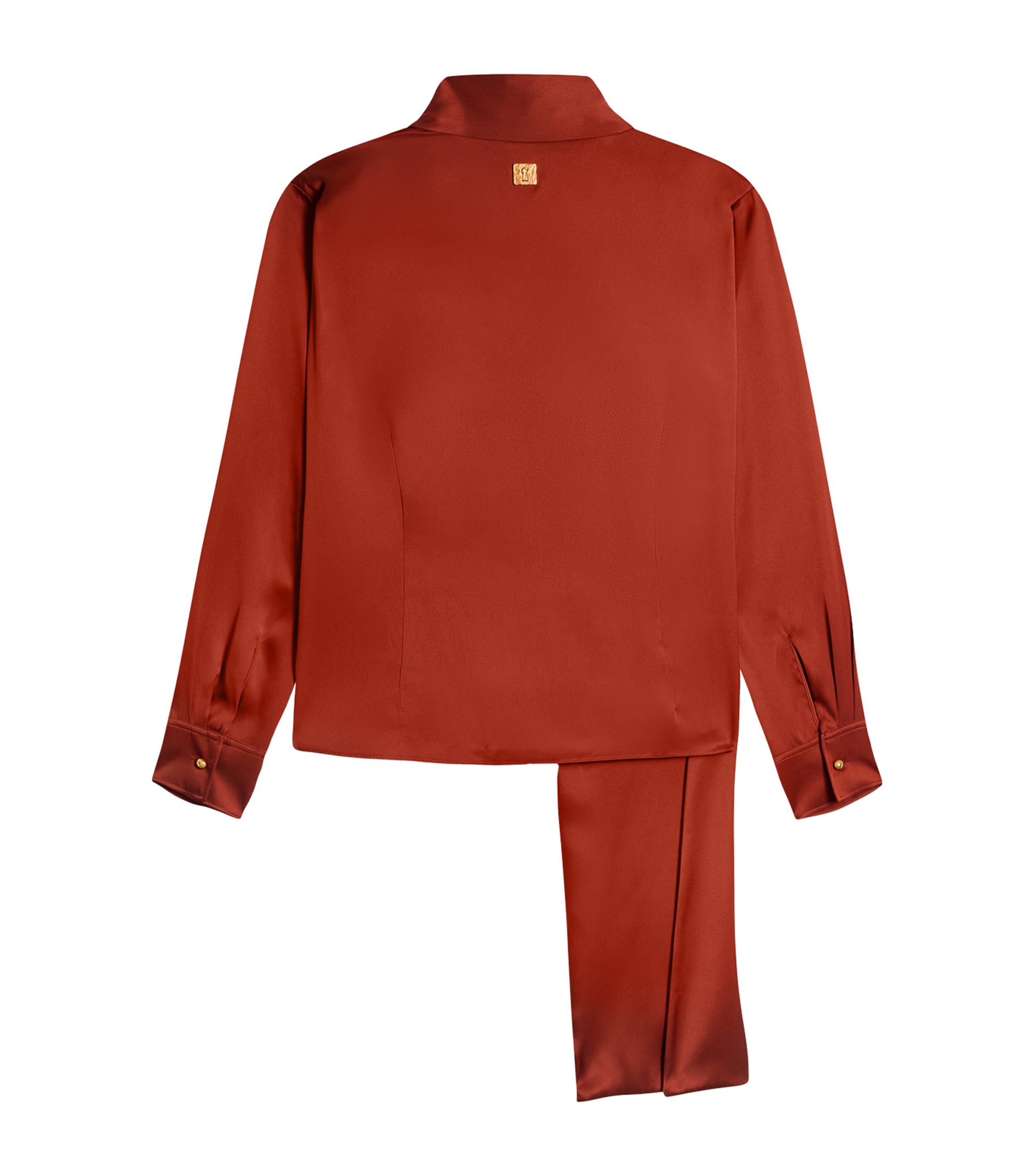 Schiaparelli Womens Silk Piercing Scarf Blouse Brick Image 5
