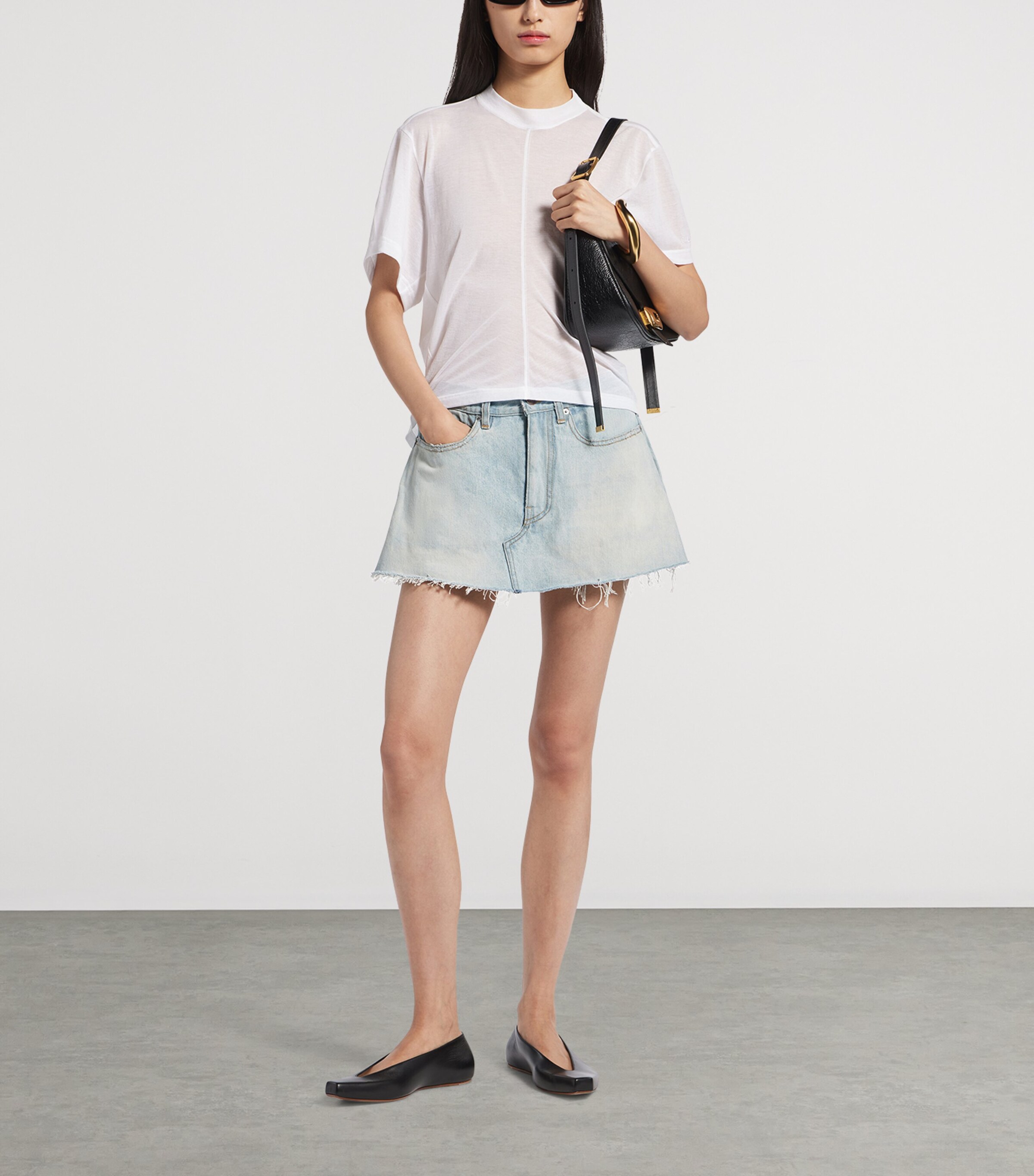 Balenciaga Womens Denim Mini Skort Image 2