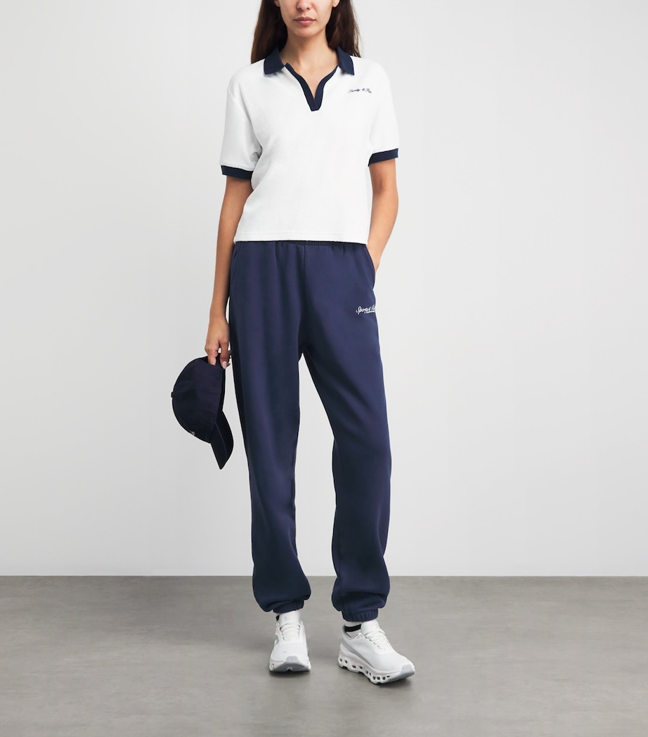 Sporty & Rich Womens Cotton Syracuse Sweatpants Dark Navy White Image 2