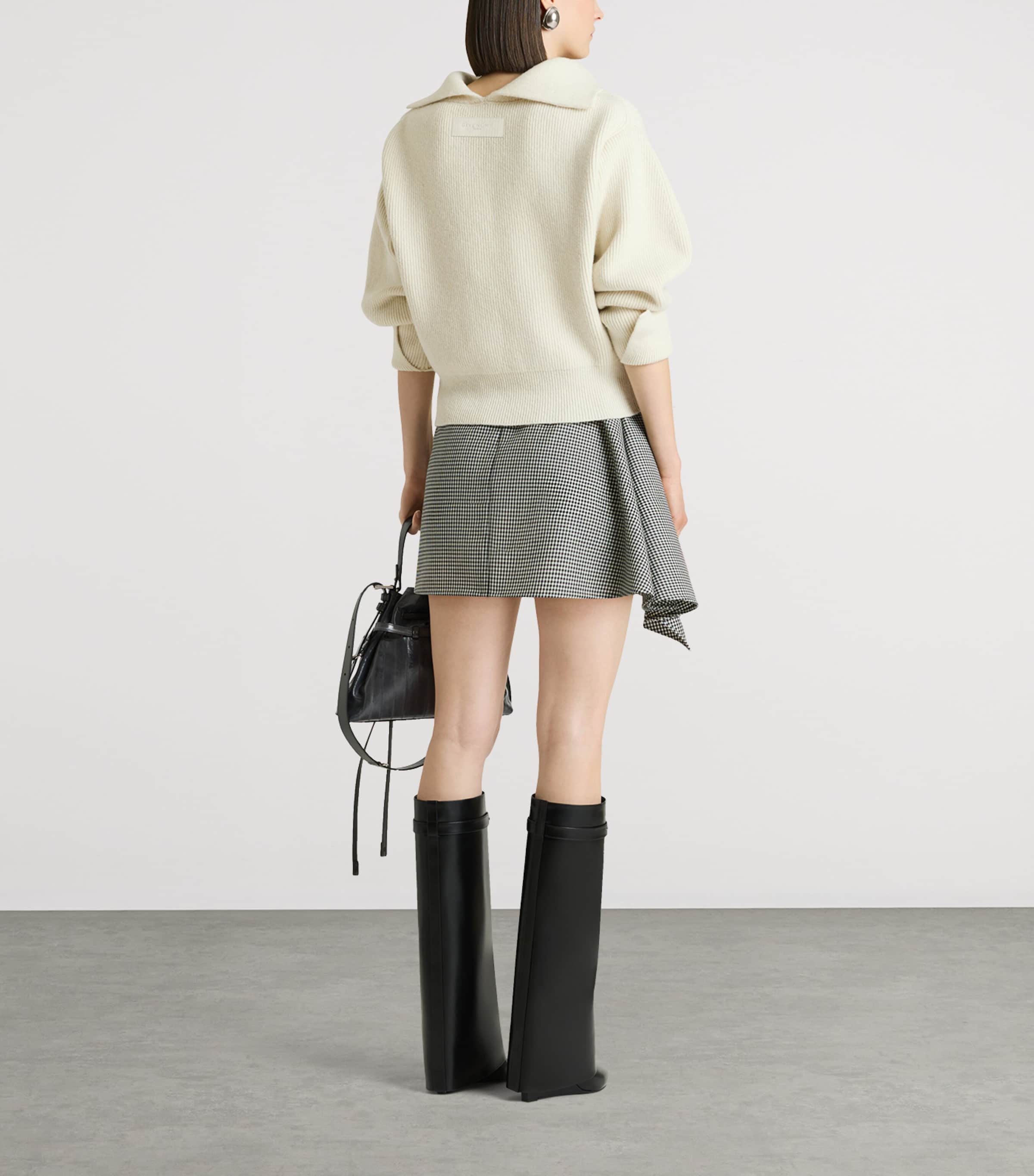 Givenchy Womens Wool Houndstooth Slashed Mini Skirt Image 3