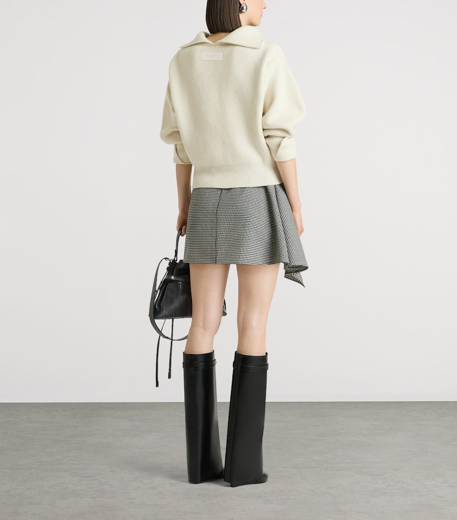 Givenchy Womens Wool Houndstooth Slashed Mini Skirt Image 3