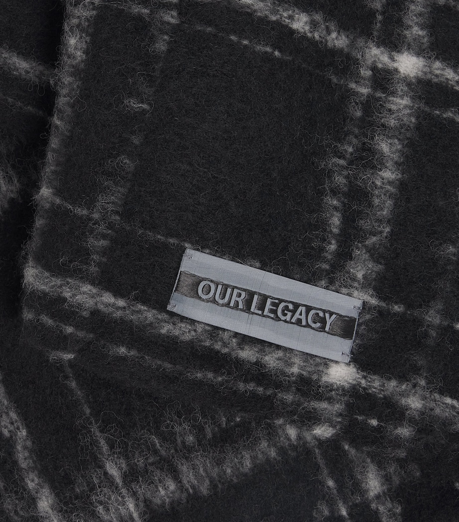 Wool-Blend Check Estate Scarf BLACK FUZZY ALPACA Image 4