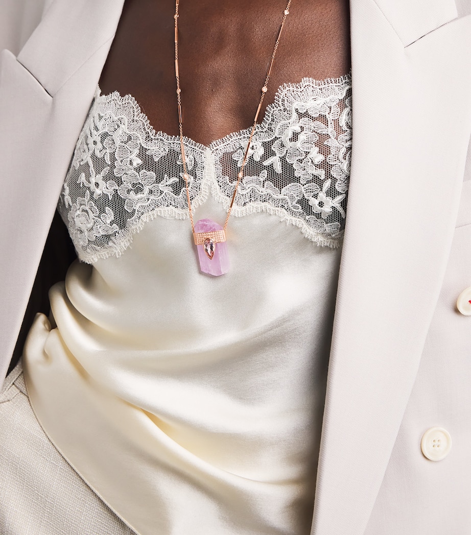 Rose Gold, Diamond, Kunzite and Crystal One-of-a-Kind Necklace ROSE GOLD Image 4