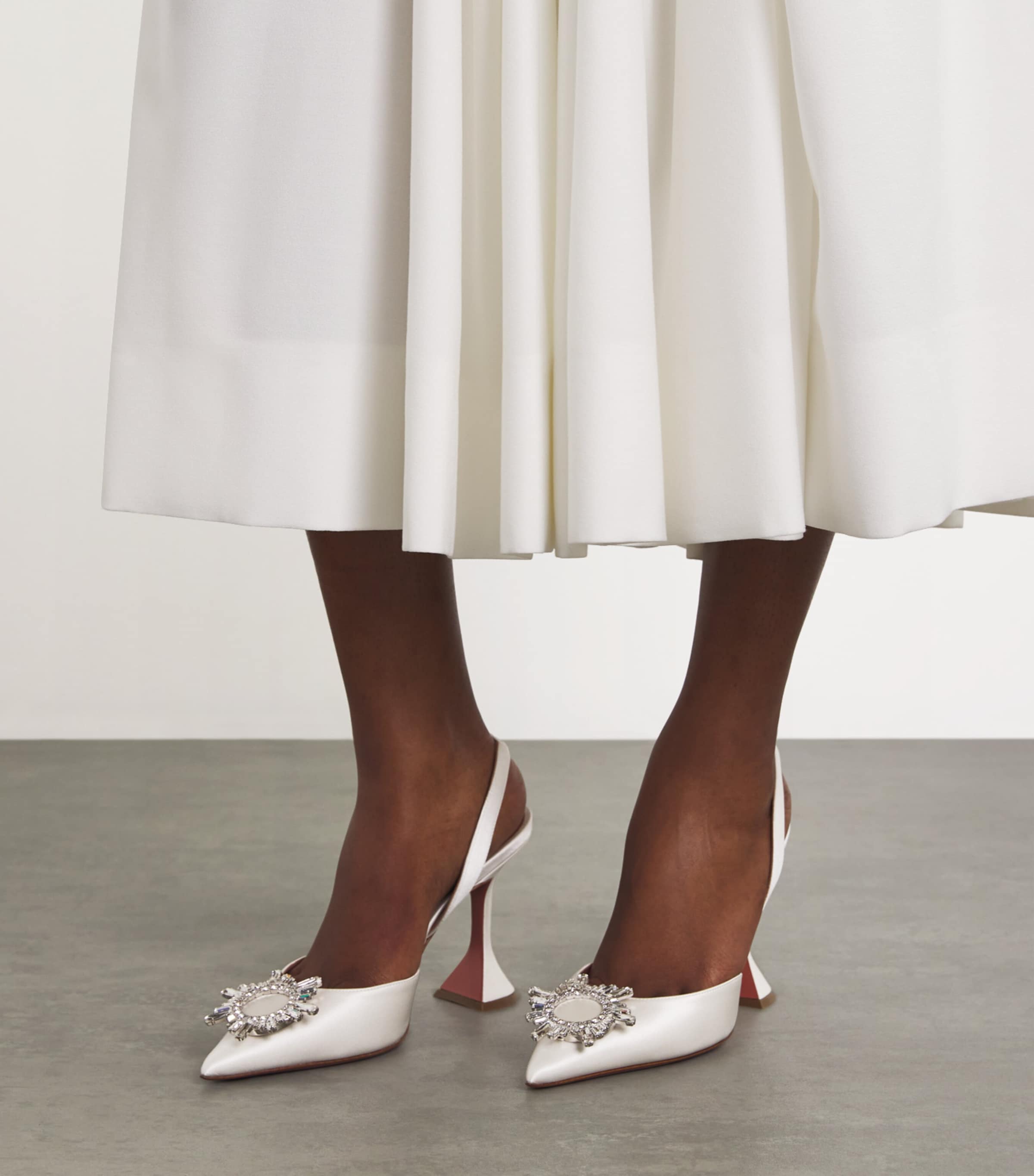 Satin Begum Slingback Pumps 95 WHITE Image 2