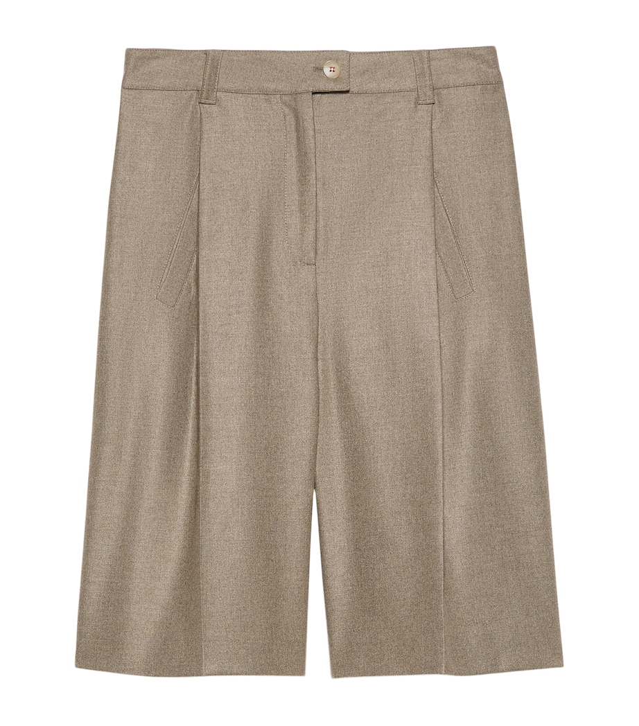 MAX&Co. Womens Virgin Wool-Blend Shorts Melange Grey Image 1
